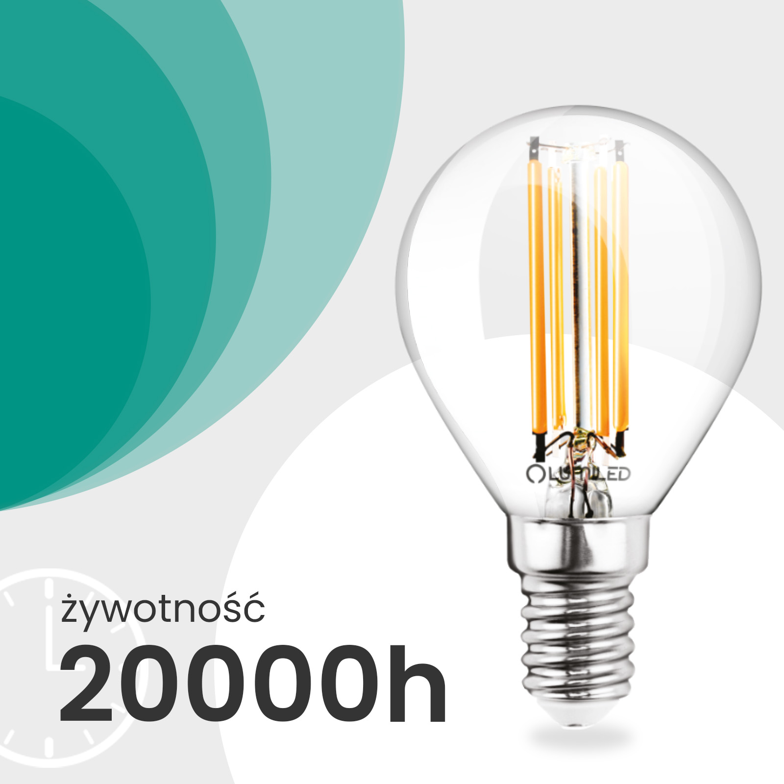 Żarówka LED E14 Kulka P45 2,2W 470lm = 40W 4000K Neutralna 360° Filament KLASA A LUMILED - trzecia cecha produktu