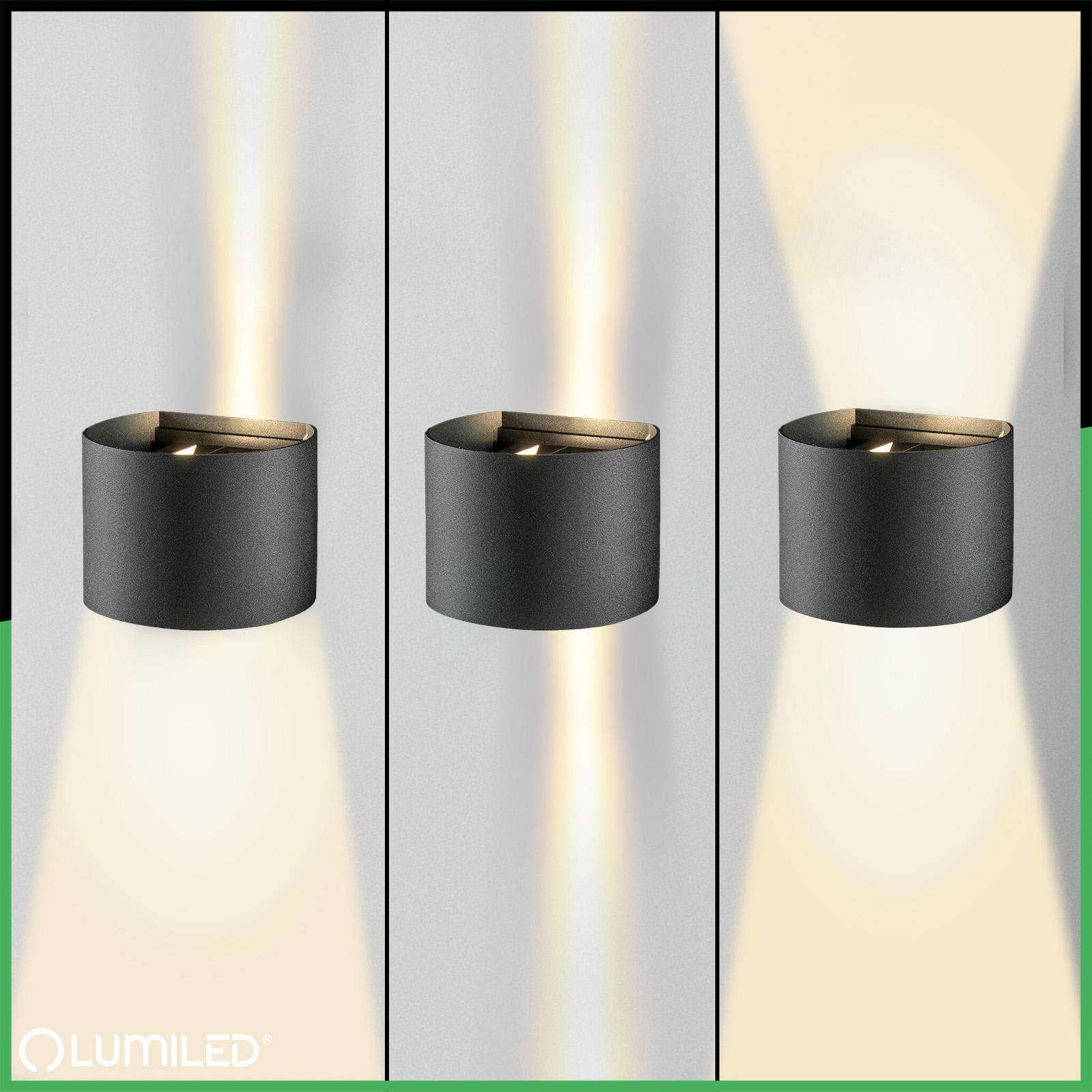 Kinkiet Ogrodowy Elewacyjny LED 2x3W 4000K Regulowany góra dół Czarny PINUS LUMILED - pierwsza cecha produktu