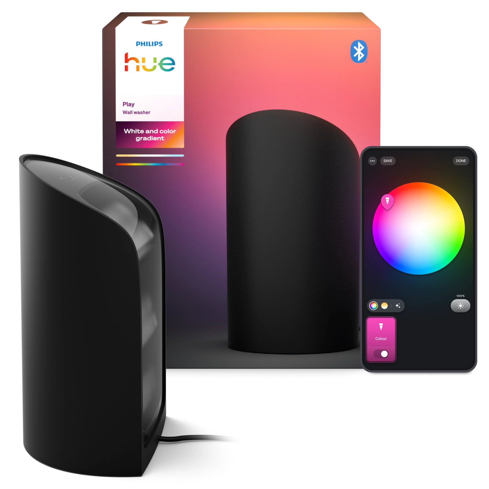 Lampka Biurkowa LED do Podświetlania Ścian 1035lm IP20 White and Color Ambiance RGB + TW Czarna Inteligentna SMART Zigbee Bluetooth Indoor Table Lamp Play Wall Washer Philips HUE - główne zdjęcie produktu
