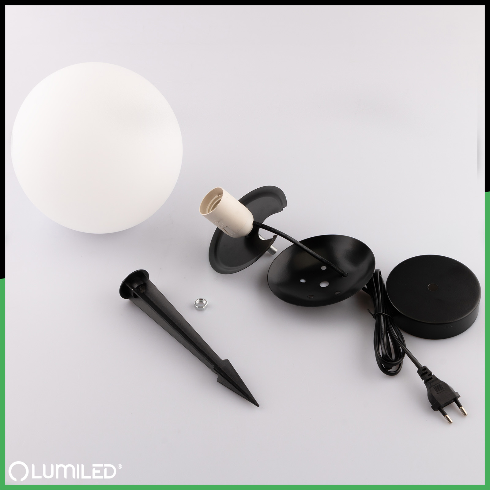 Lampa Oprawa Ogrodowa Zewnętrzna KULA LED LUMIKULA2 20cm E27 IP65 LUMILED - skład produktu