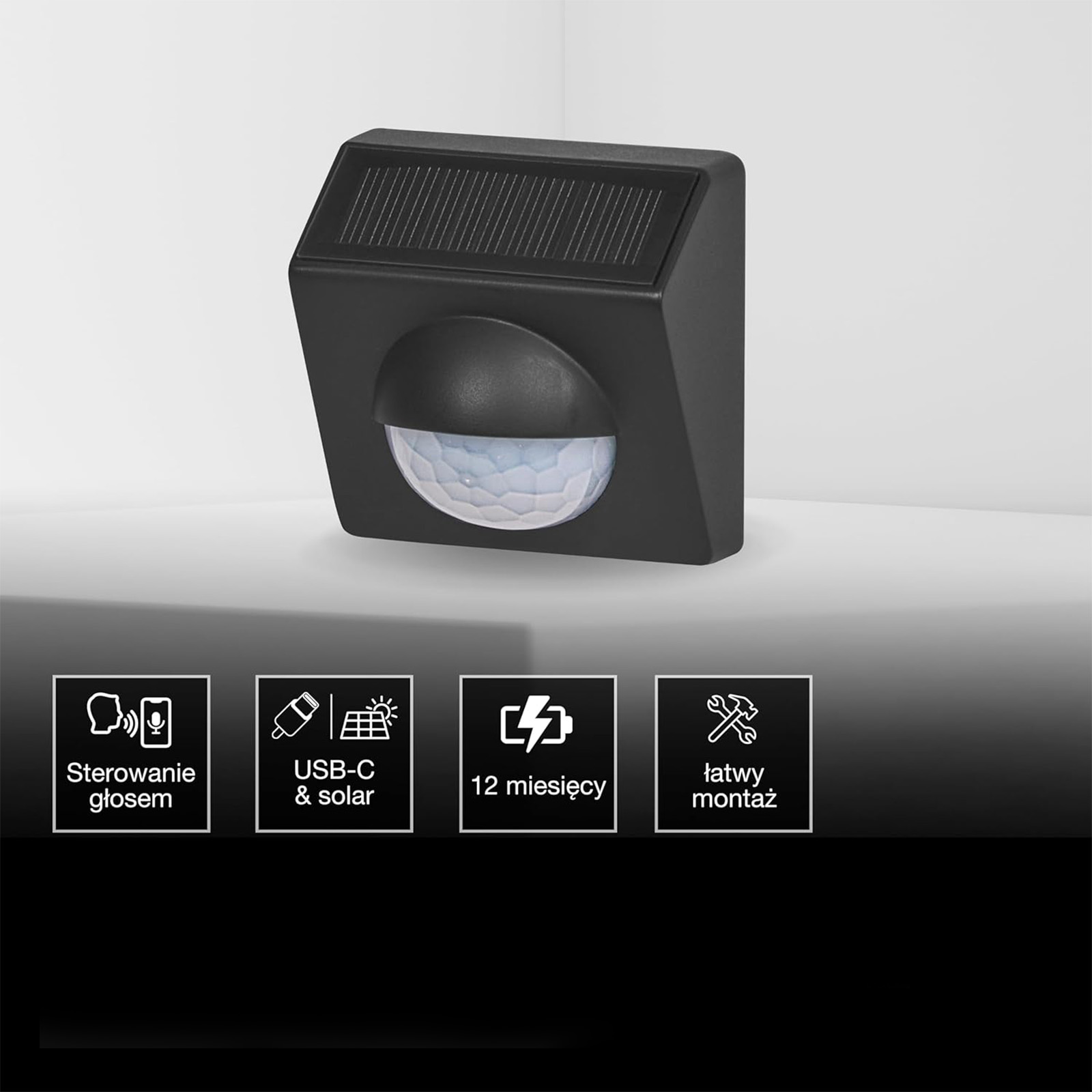 Czujnik Ruchu Zewnętrzny Solarny Bezprzewodowy 120° IP65 USB-C Szary SMART WiFi 2.4GHz Osram - druga cecha produktu