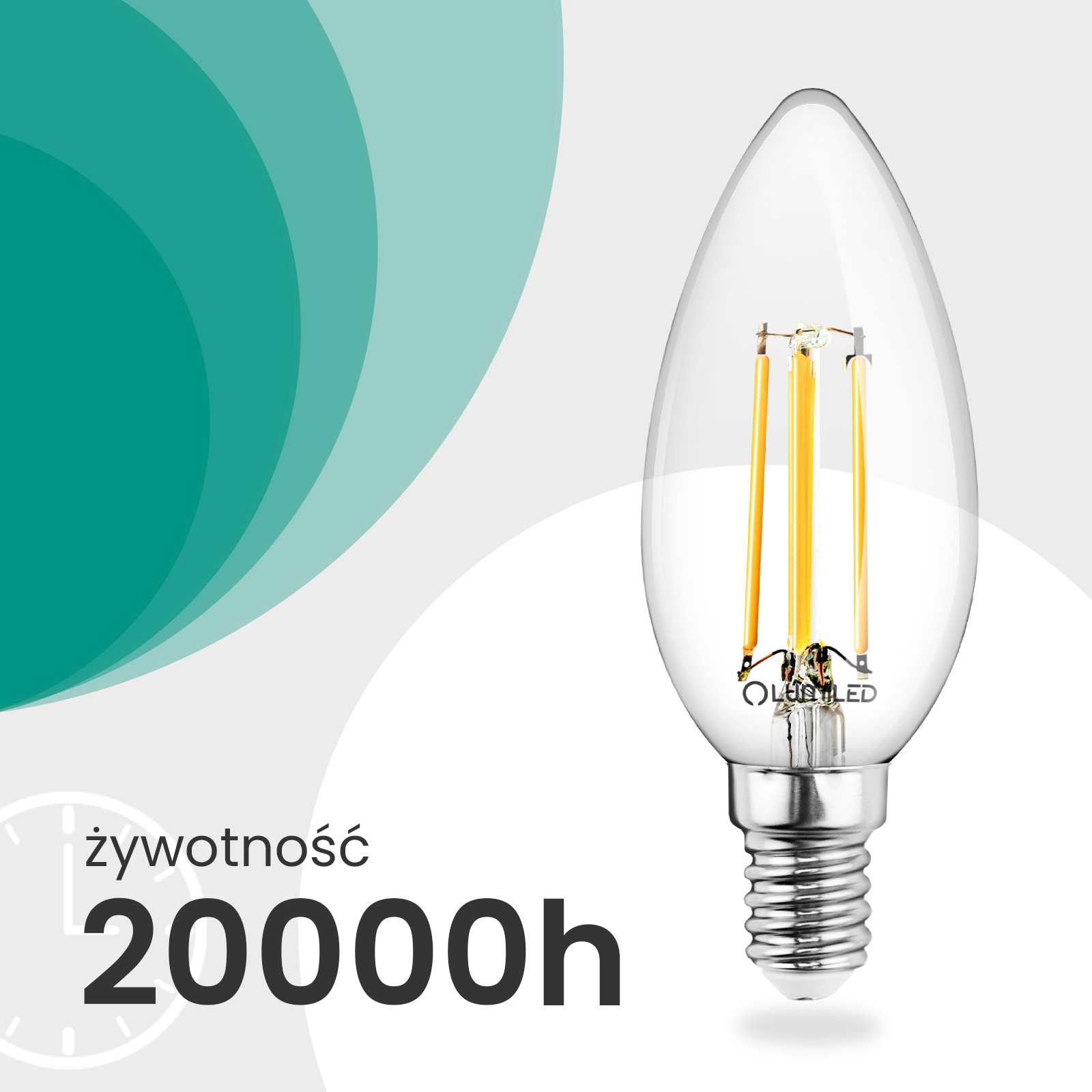 10x Żarówka LED E14 Świeczka B35 2,2W 470lm = 40W 4000K Neutralna 360° Filament KLASA A LUMILED - trzecia cecha produktu