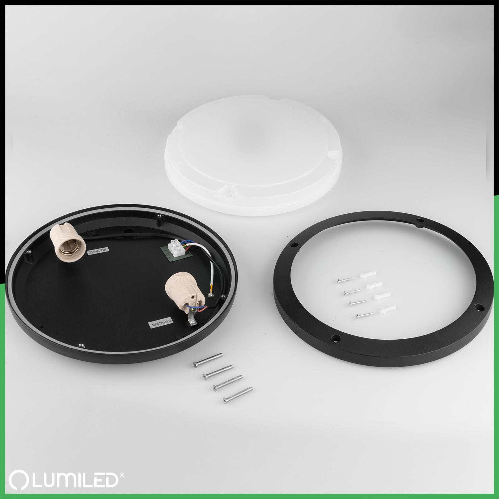 Lampa Ogrodowa Zewnętrzna Ścienna Kinkiet Elewacyjny do LED 2x E27 Okrągły LARIS LUMILED - skład produktu