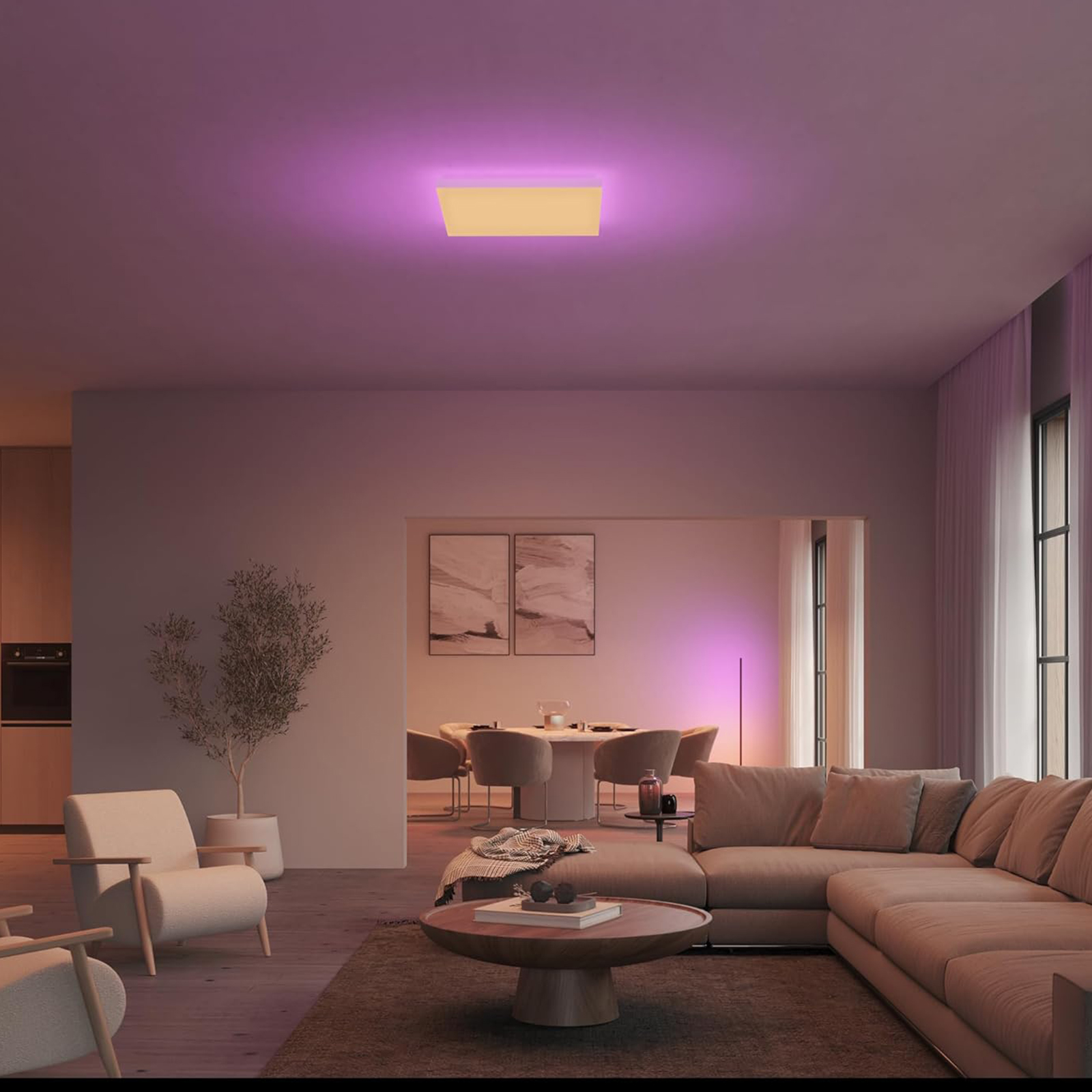 Panel LED Lampa Sufitowa Natynkowa 60x60 cm 67W 4850lm IP20 White and Color Ambiance RGB + TW Biała Inteligentna SMART Zigbee Bluetooth Datura Philips HUE - druga cecha produktu