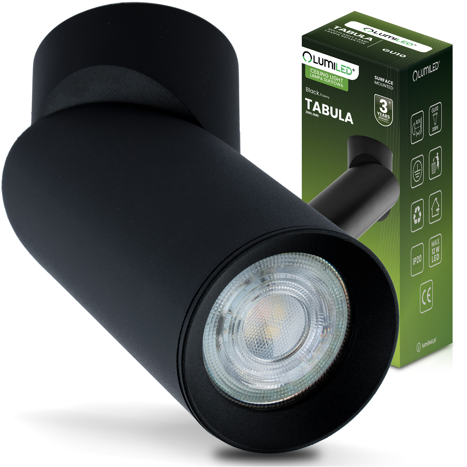 Lampa Sufitowa Plafon SPOT TUBA Reflektor Oprawa Halogenowa Skośna GU10 TABULA LUMILED - główne zdjęcie produktu