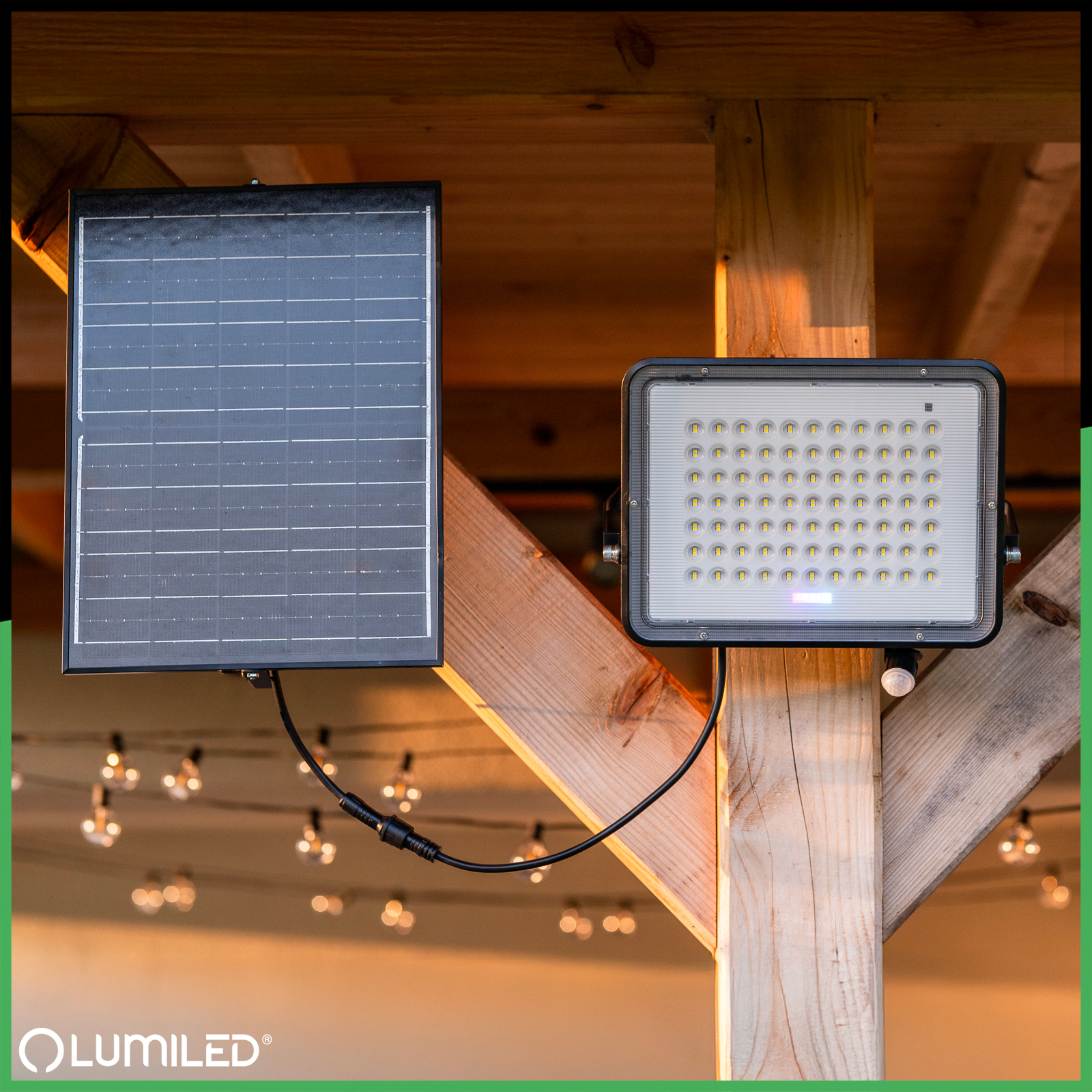 Naświetlacz Solarny LED Halogen 300W Lampa Ogrodowa 4000K IP65 Czujnik Ruchu PIR + Pilot FULGOR LUMILED - pierwsza cecha produktu