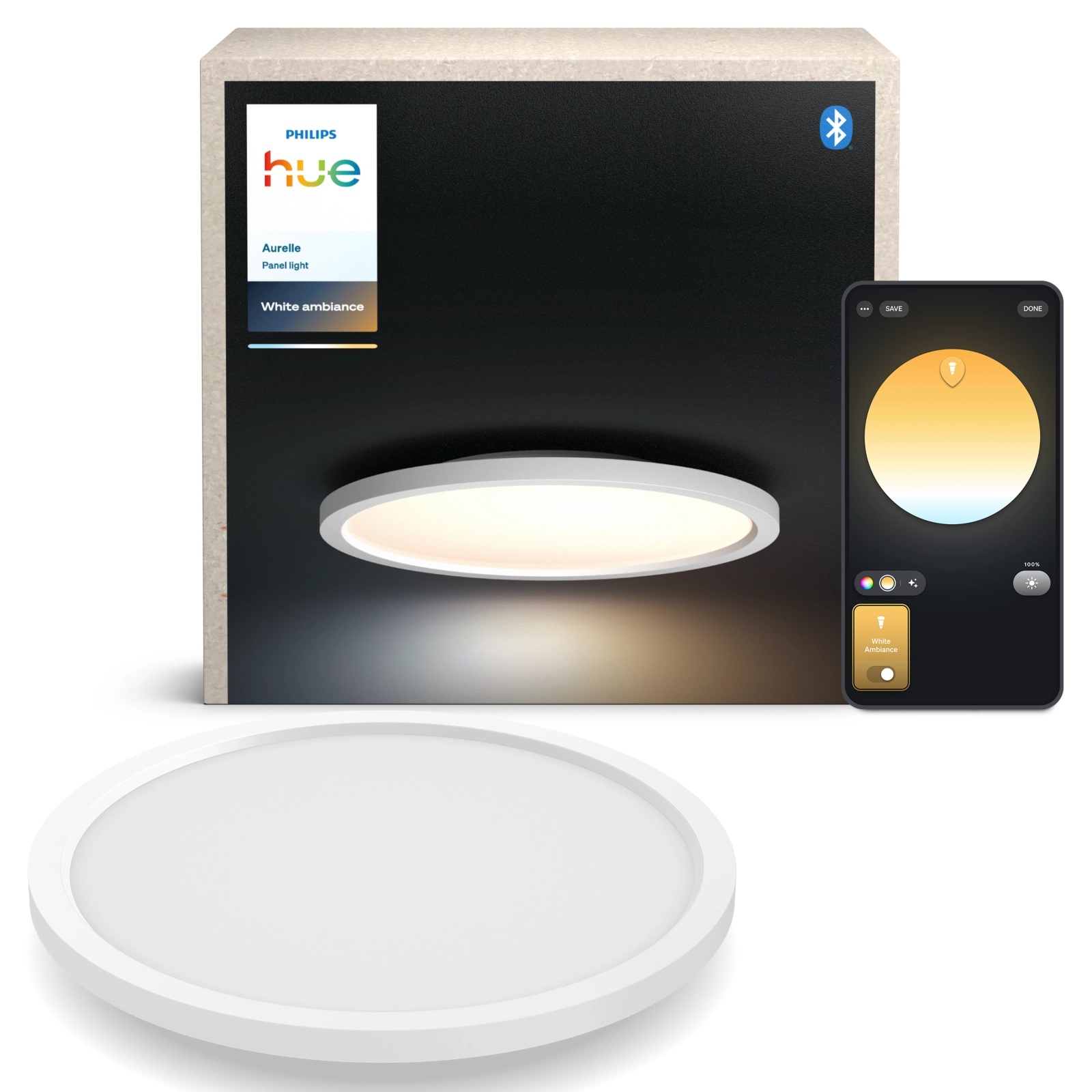 Plafon LED Lampa Sufitowa Natynkowa 24.5W 2450lm IP20 White Ambiance TW Biała 39.5cm Inteligentna SMART Zigbee Bluetooth Aurelle Philips HUE - główne zdjęcie produktu