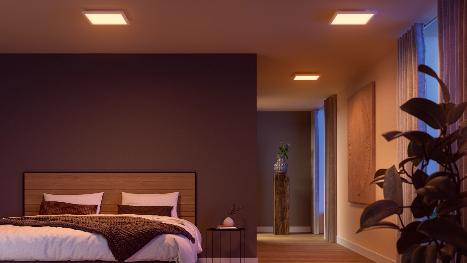 Panel LED Lampa Sufitowa Natynkowa 30x30 cm 25W 1760lm IP20 White and Color Ambiance RGB + TW Biała Inteligentna SMART Zigbee Bluetooth Surimu Philips HUE - obszar zastosowań