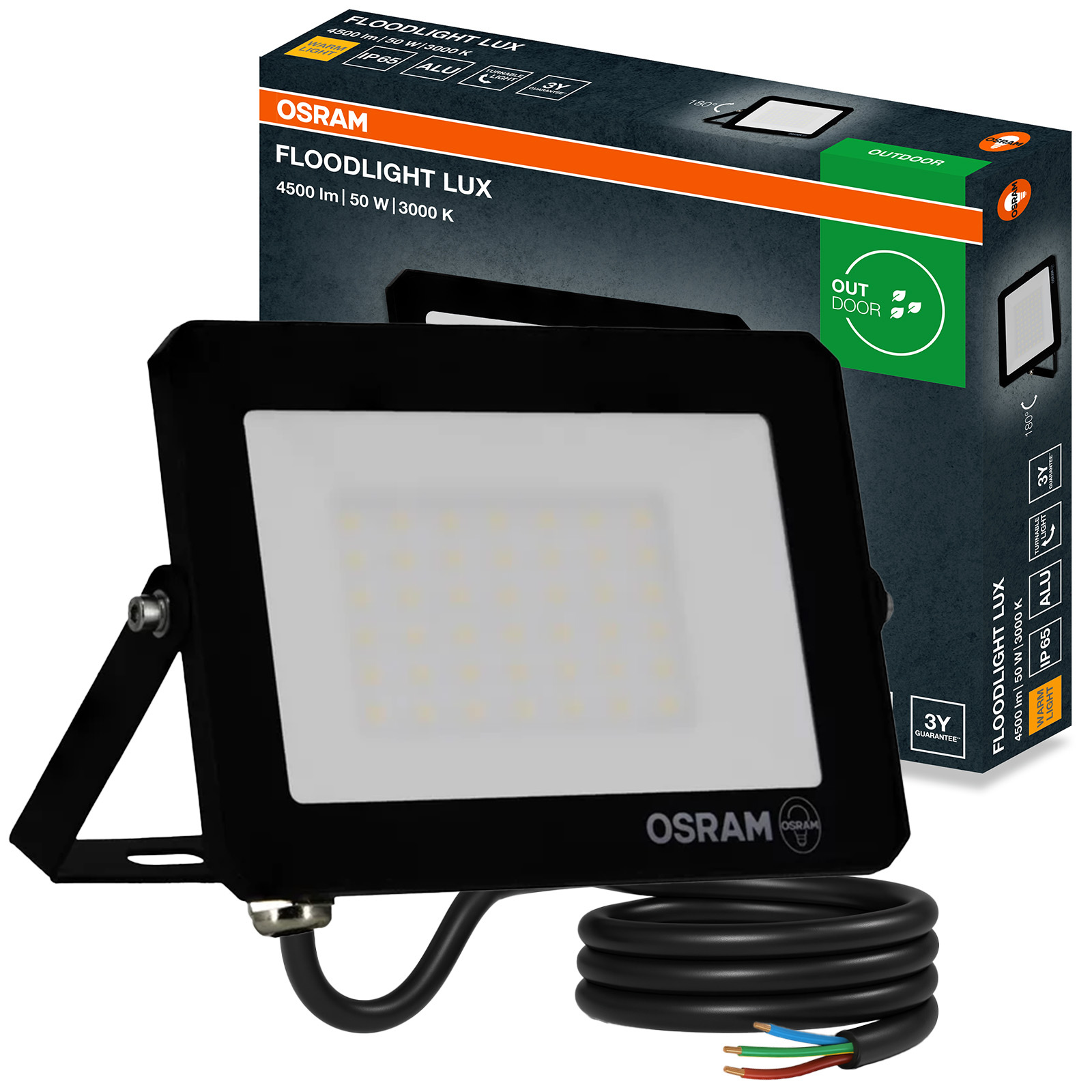 Naświetlacz LED Halogen Zewnętrzny Reflektor 50W 3000K 4500lm IP65 FLOODLIGHT LUX OSRAM - główne zdjęcie produktu