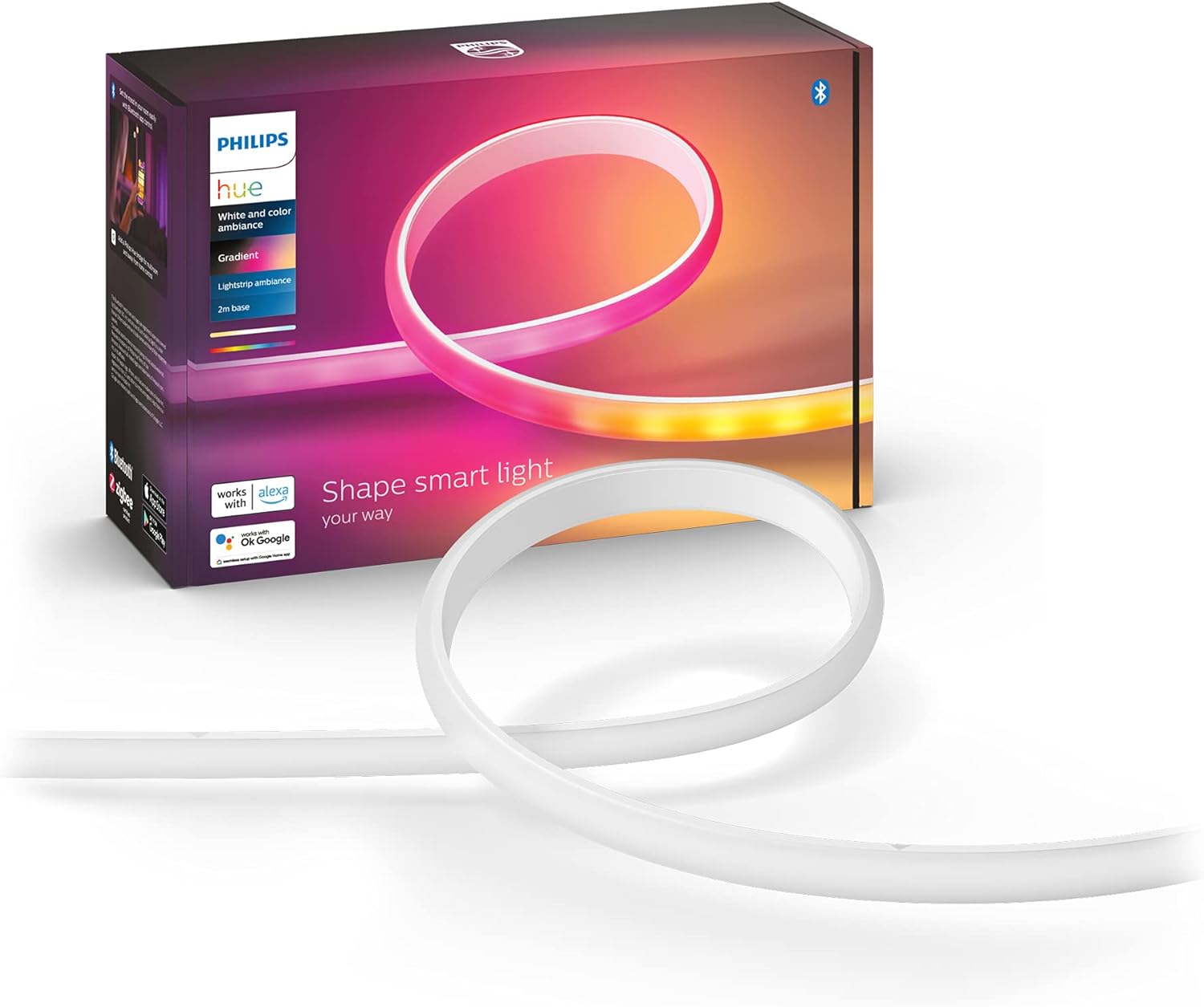 Taśma LED Pasek NEON 2m 20W 1800lm IP20 White and Color Ambiance RGB + TW Biała Inteligentna SMART Zigbee Bluetooth LightStrip Gradient Philips HUE - główne zdjęcie produktu