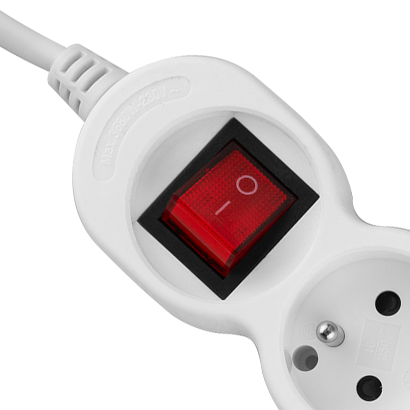 Przedłużacz Sieciowy Kabel z Uziemieniem Listwa Zasilająca 4 Gniazda 3m Włącznik ON/OFF Biały Sznur Lendo Lumiled - druga cecha produktu