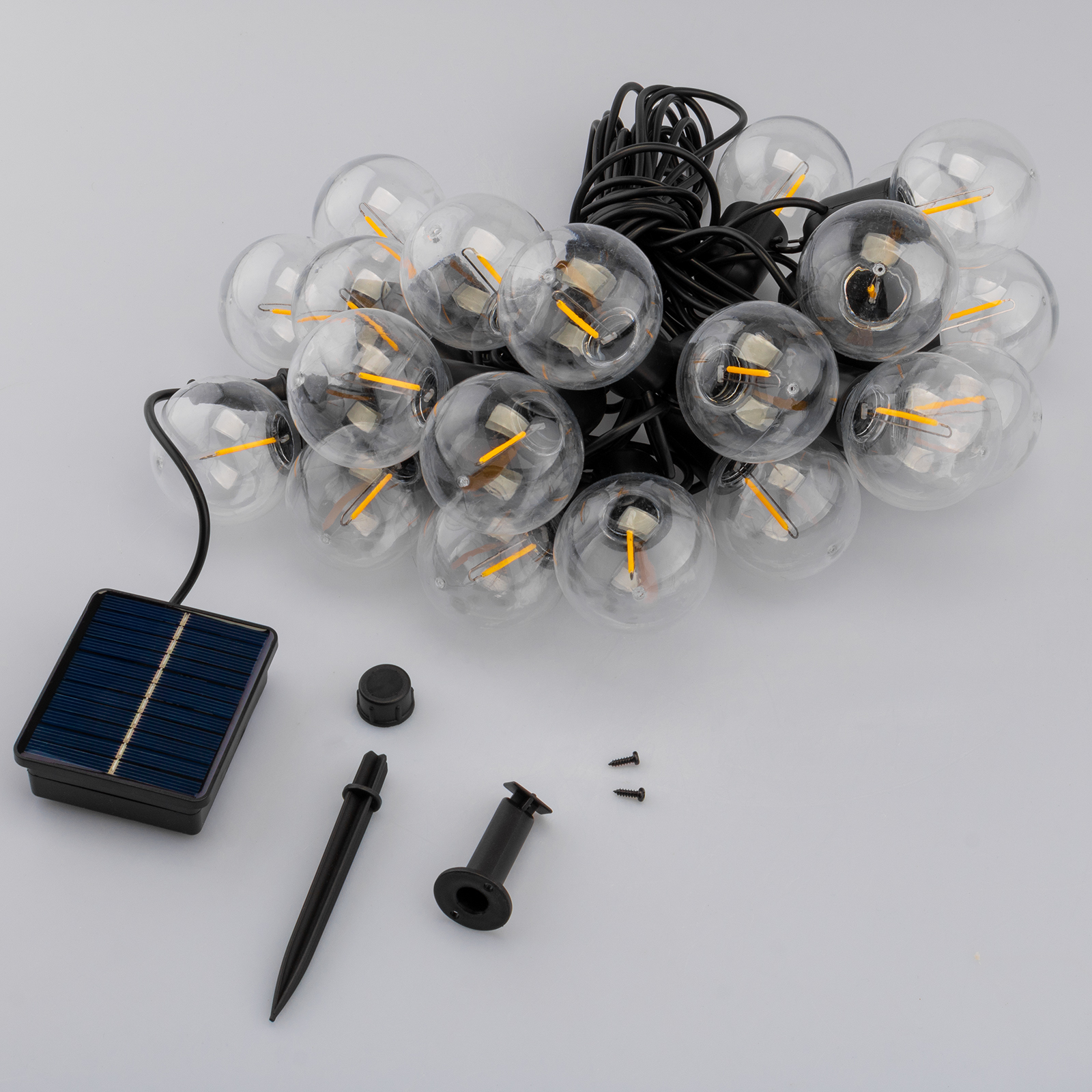 Girlanda Solarna Ogrodowa 20x LED Ozdobne Kuleczki 11.58m 3000K Ciepła LOVO LUMILED - skład produktu