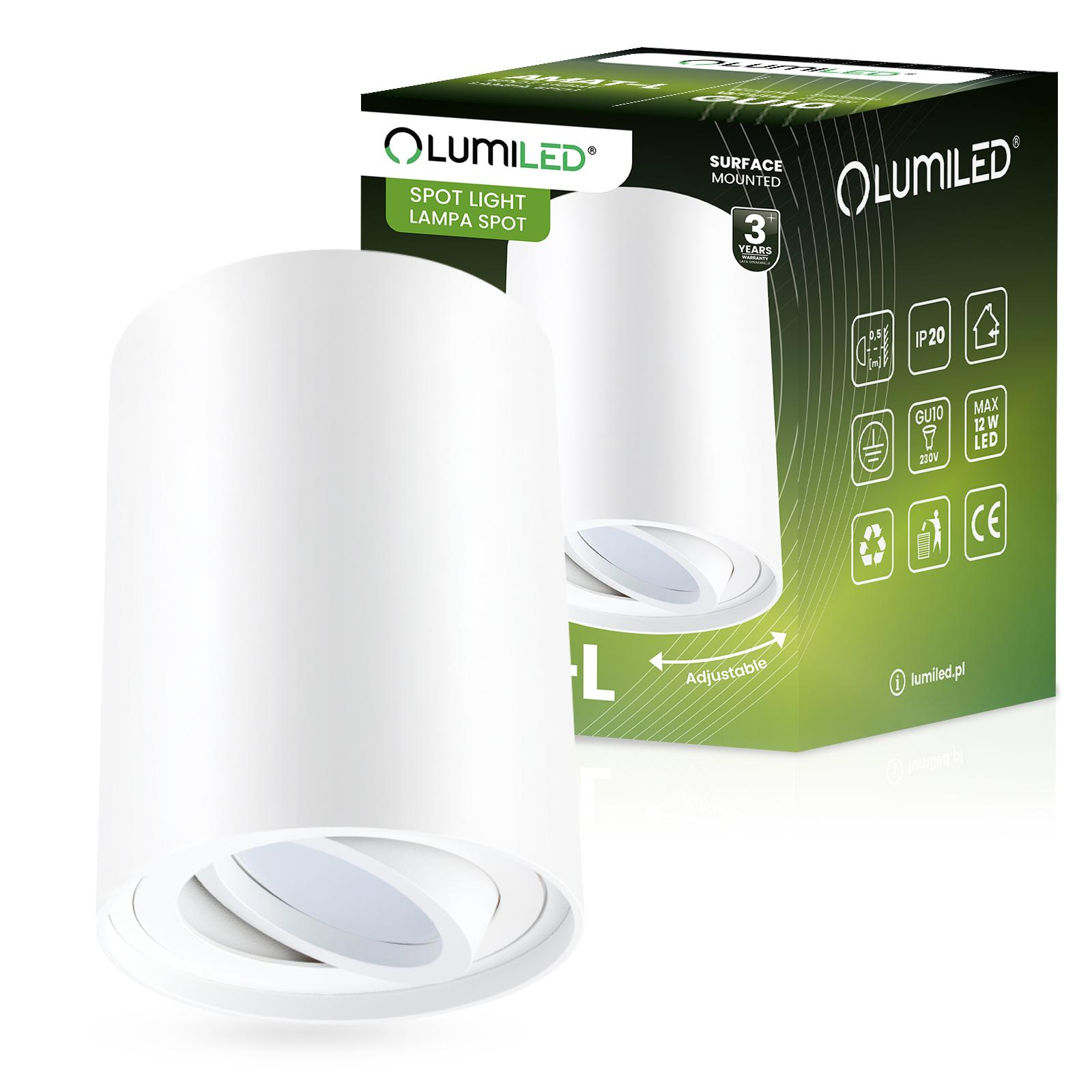 Oprawa Natynkowa HALOGENOWA Spot Tuba Ruchoma GU10 Okrągła Biała 115mm AMAT-L LUMILED - główne zdjęcie produktu