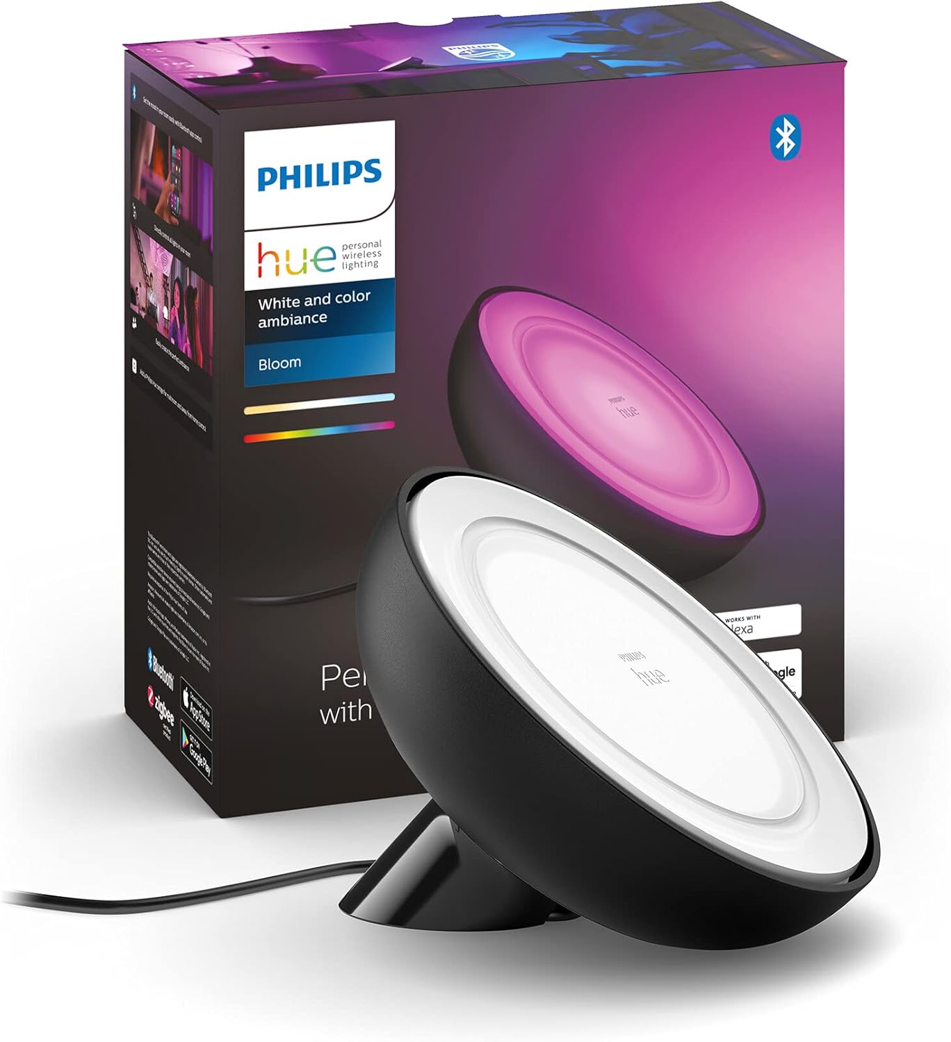 Lampka Biurkowa LED Nocna 7.3W 500lm IP20 White and Color Ambiance RGB + TW Czarna Inteligentna SMART Zigbee Bluetooth Bloom Philips HUE - główne zdjęcie produktu