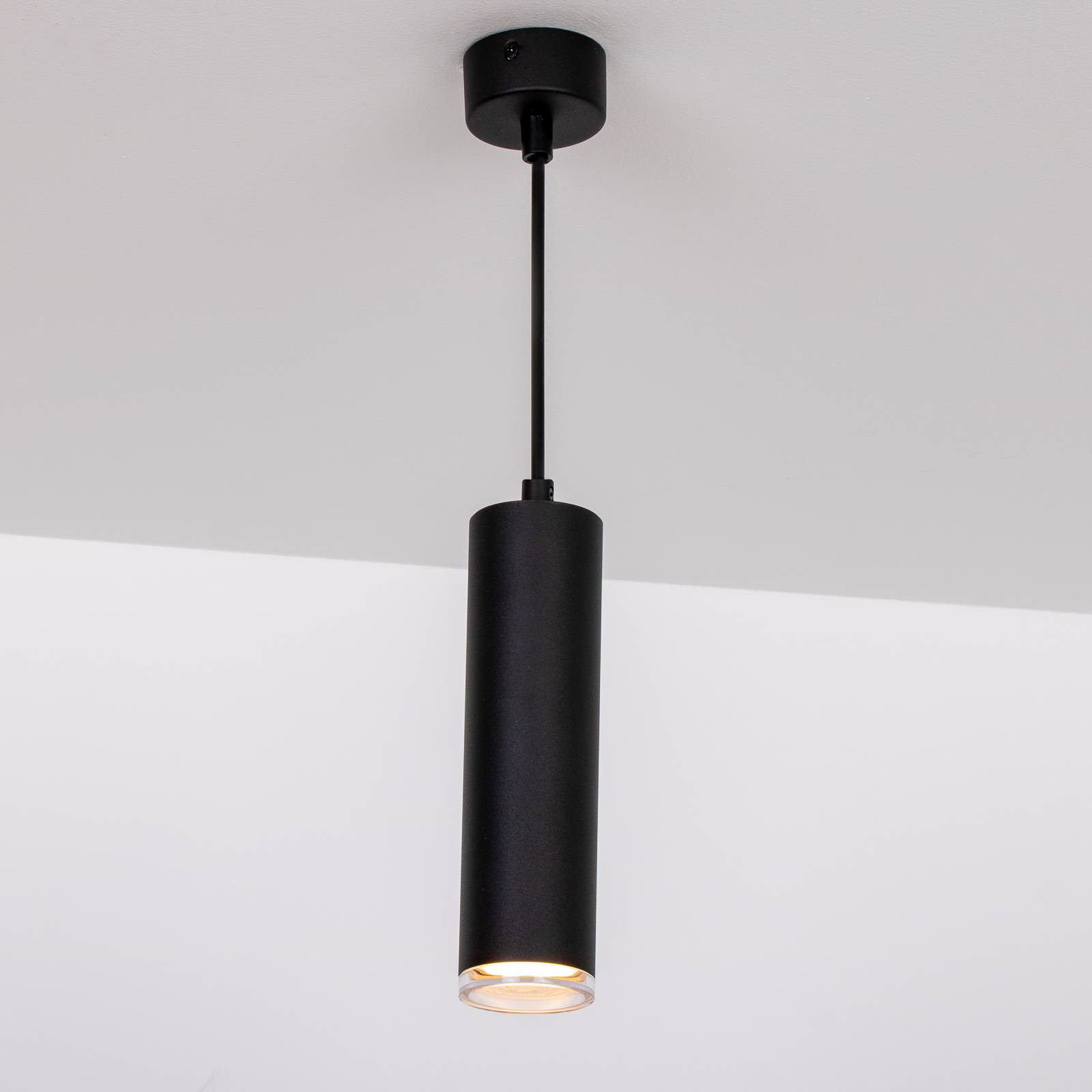 Lampa Wisząca Sufitowa LED GU10 Żyrandol Reflektor Tuba Zwis IP44 ADERO Czarny LUMILED - trzecia cecha produktu