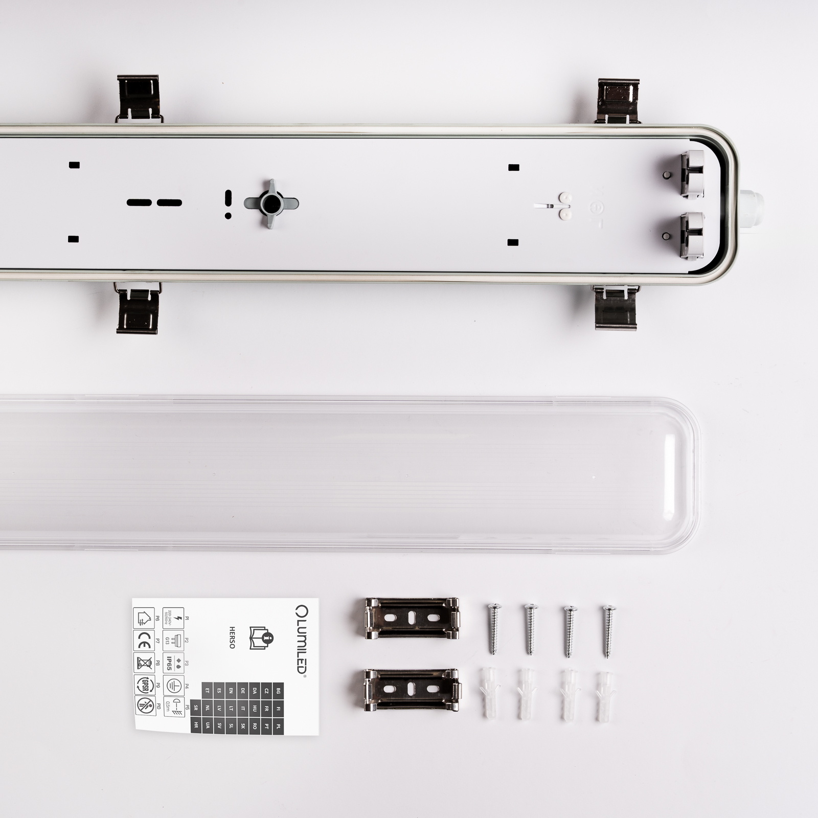 Oprawa Lampa Hermetyczna LED Pyłoszczelna 150cm T8 G13 IP65 HERSO Lumiled - skład produktu