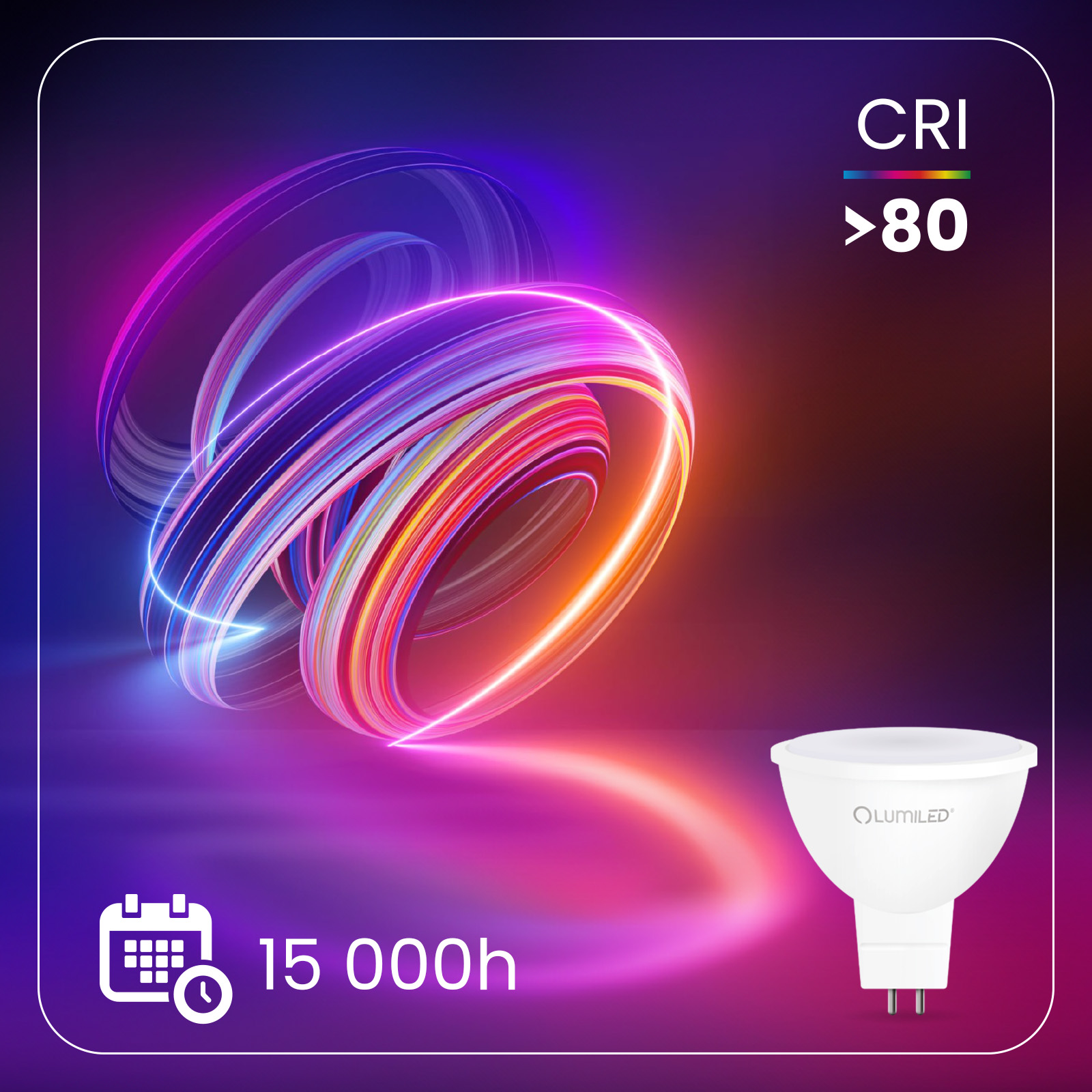 10x Żarówka LED GU5.3 Reflektor MR16 6W = 50W 580lm 6500K Zimna 120° LUMILED - druga cecha produktu