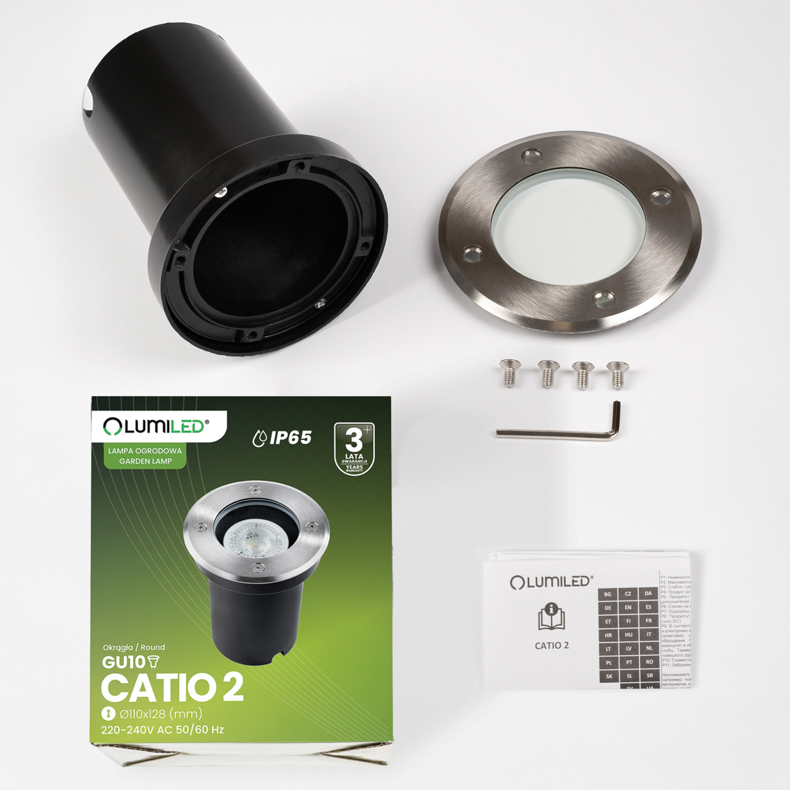 Oprawa Najazdowa Lampa Dogruntowa Wpuszczana GU10 IP65 IK09 Okrągła CATIO 2 LUMILED - skład produktu
