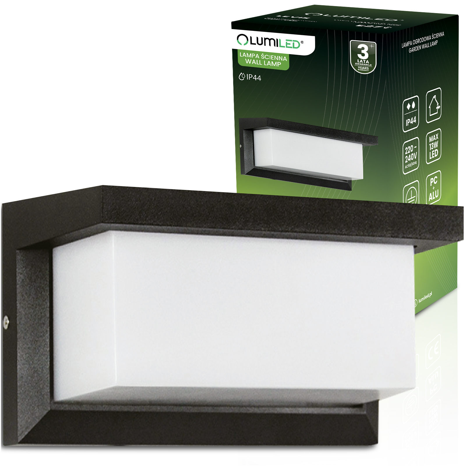 Lampa Ogrodowa Kinkiet Elewacyjny E27 Prostokątny LEVIS LUMILED - główne zdjęcie produktu