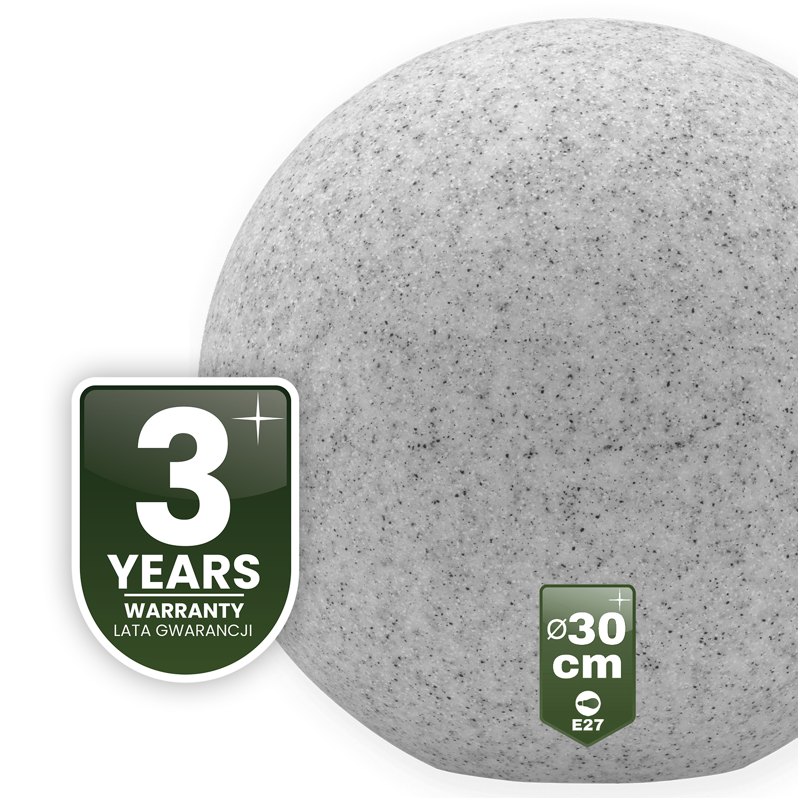 Lampa Oprawa Ogrodowa Zewnętrzna KAMIENNA KULA LED LUMIKULA 30cm E27 IP65 LUMILED - czwarta cecha produktu