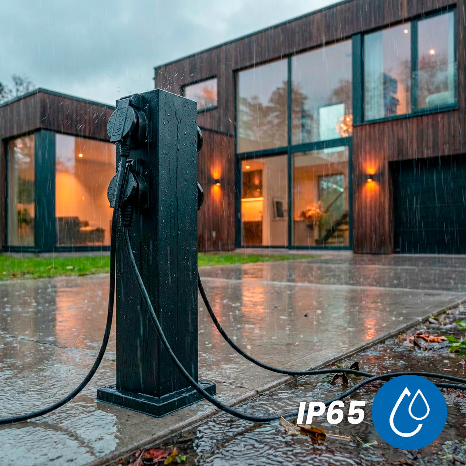 Słupek Ogrodowy IBERI Zewnętrzny Stojący 230V 40cm 4x Gniazdo Sieciowe LUMILED - pierwsza cecha produktu