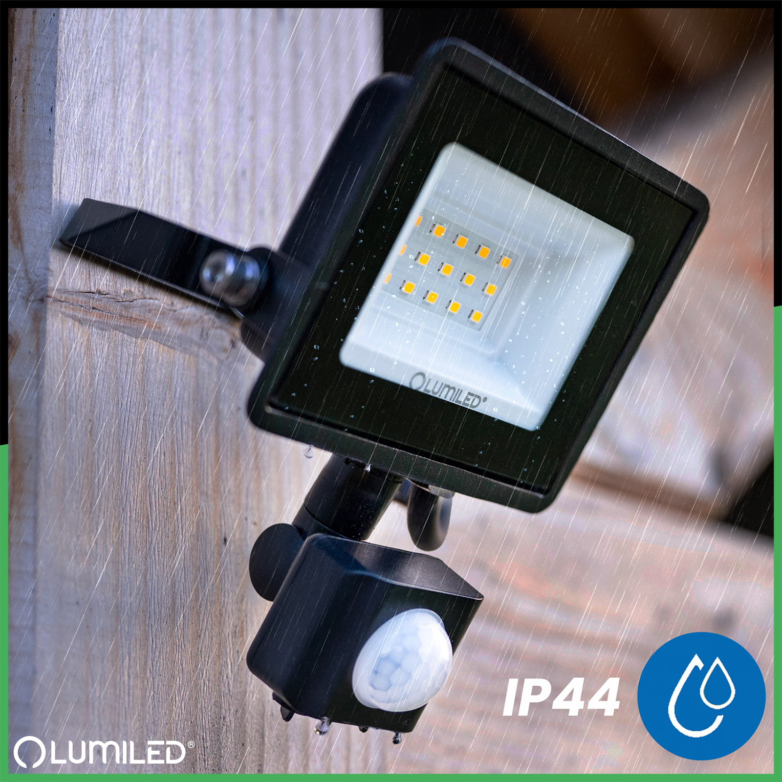 Naświetlacz LED ZUNA2 10W 900lm 6500K IP44 Czarny Czujnik Ruchu LUMILED - pierwsza cecha produktu