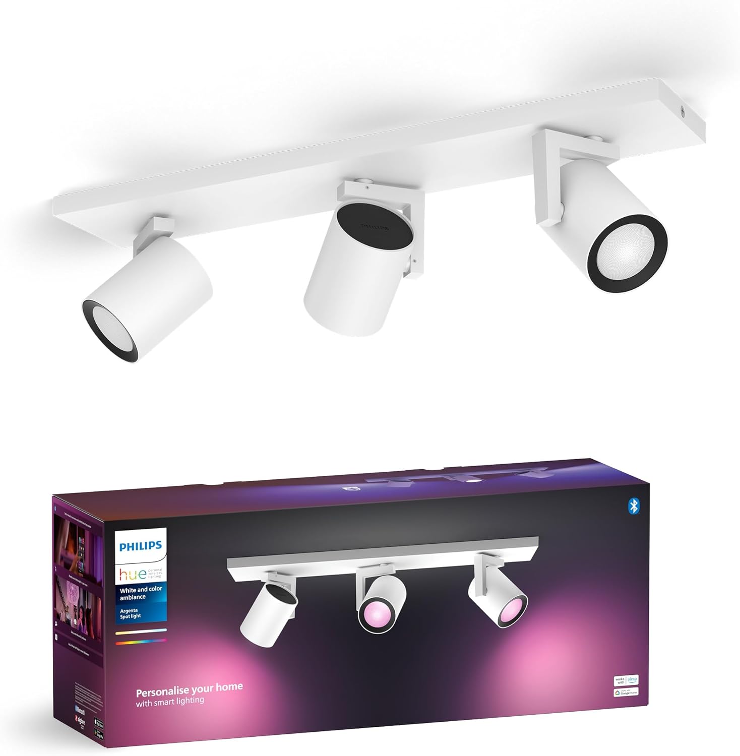 Lampa Sufitowa LED Reflektor 12.6W 1200lm IP20 White and Color Ambiance RGB + TW Biała Inteligentna SMART Zigbee Bluetooth Argenta Philips HUE - główne zdjęcie produktu