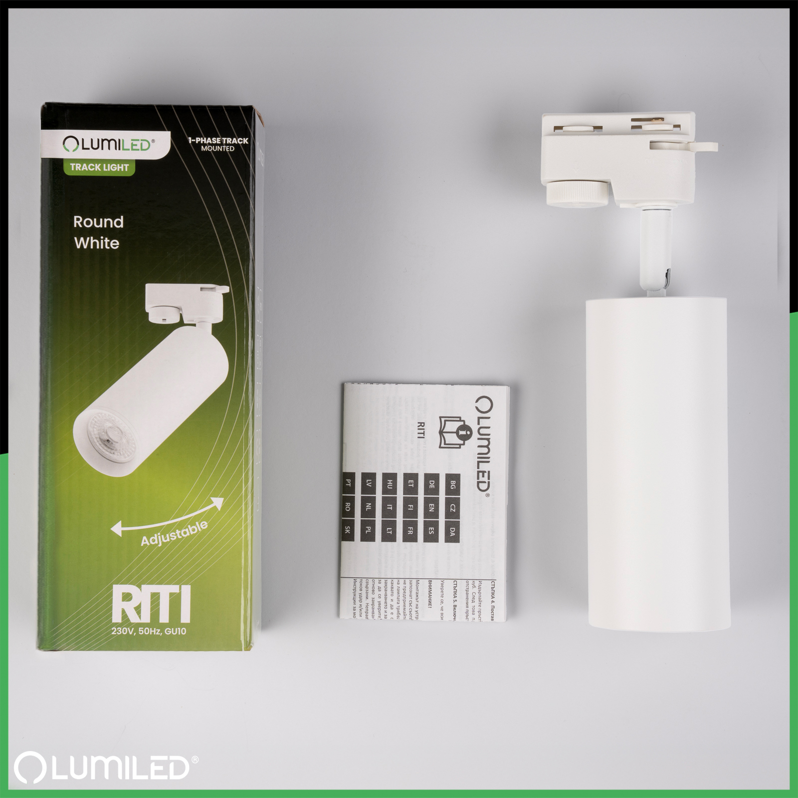 Reflektor Szynowy GU10 Biały RITI Lampa do Szynoprzewodów Jednofazowych LUMILED - skład produktu