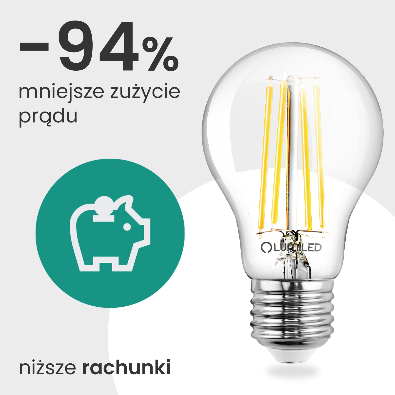6x Żarówka LED E27 A60 3,8W 840lm = 60W 4000K Neutralna 360° Filament KLASA A LUMILED - pierwsza cecha produktu