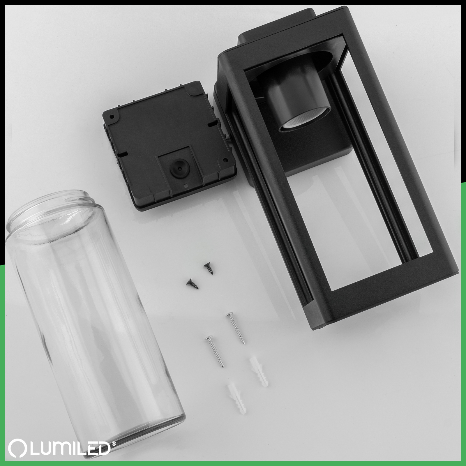 Kinkiet Ogrodowy Elewacyjny Zewnętrzny Lampa E27 QUADRA LUMILED - skład produktu