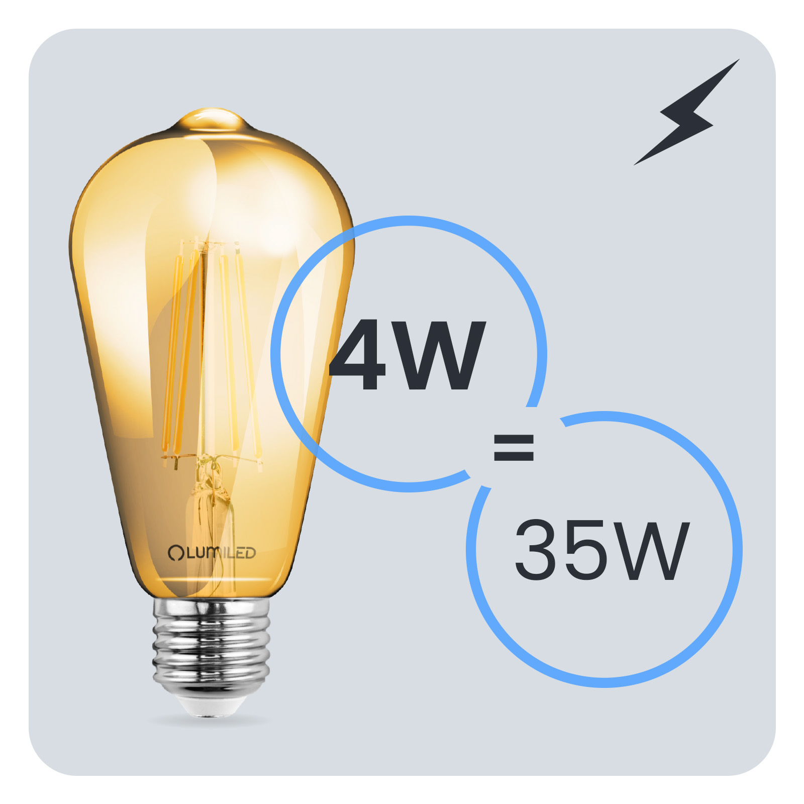 Żarówka LED E27 Edison ST64 4W = 35W 440lm 2000K Ciepła 360° FILAMENT LUMILED - trzecia cecha produktu