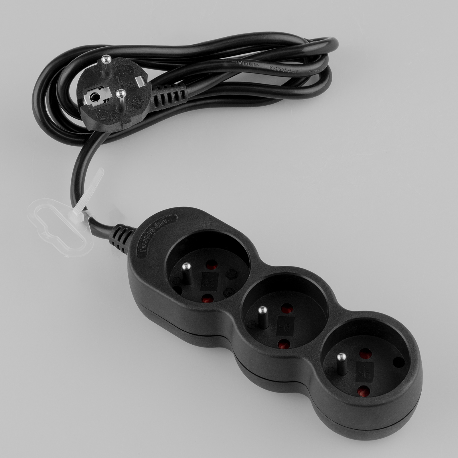 Przedłużacz Sieciowy Kabel z Uziemieniem Listwa Zasilająca 3 Gniazda 1.5m Czarny Sznur Lendo Lumiled - skład produktu