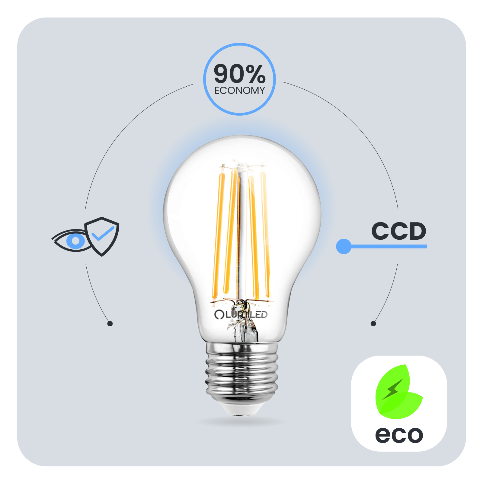 Żarówka LED E27 A60 11W = 100W 1521lm 3000K Ciepła 360° FILAMENT LUMILED - pierwsza cecha produktu
