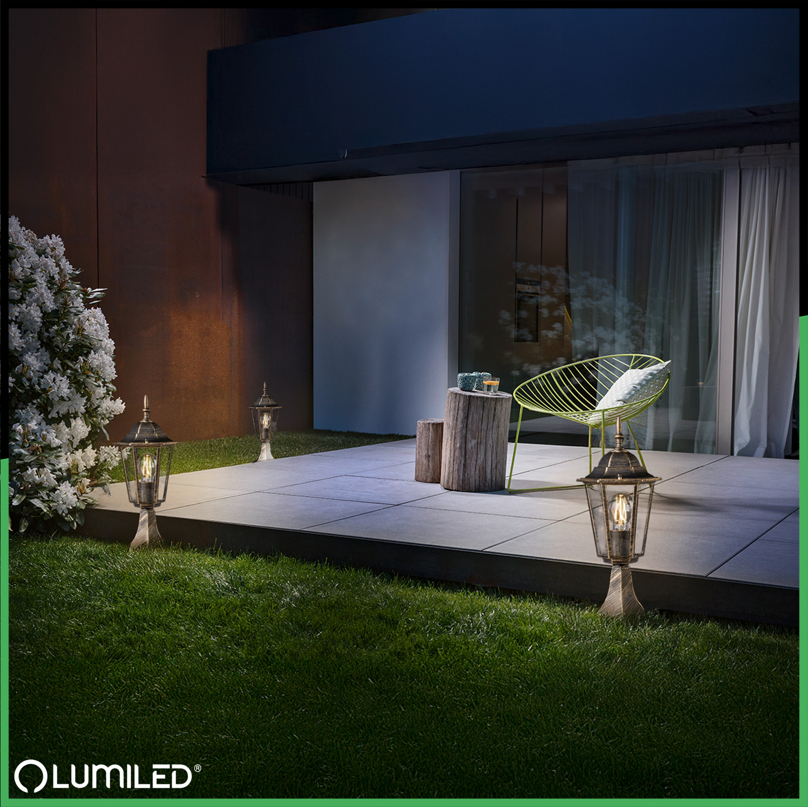 Lampa Ogrodowa Zewnętrzna E27 SŁUPEK LATARNIA 39cm Patyna BELLIS LUMILED - obszar zastosowań