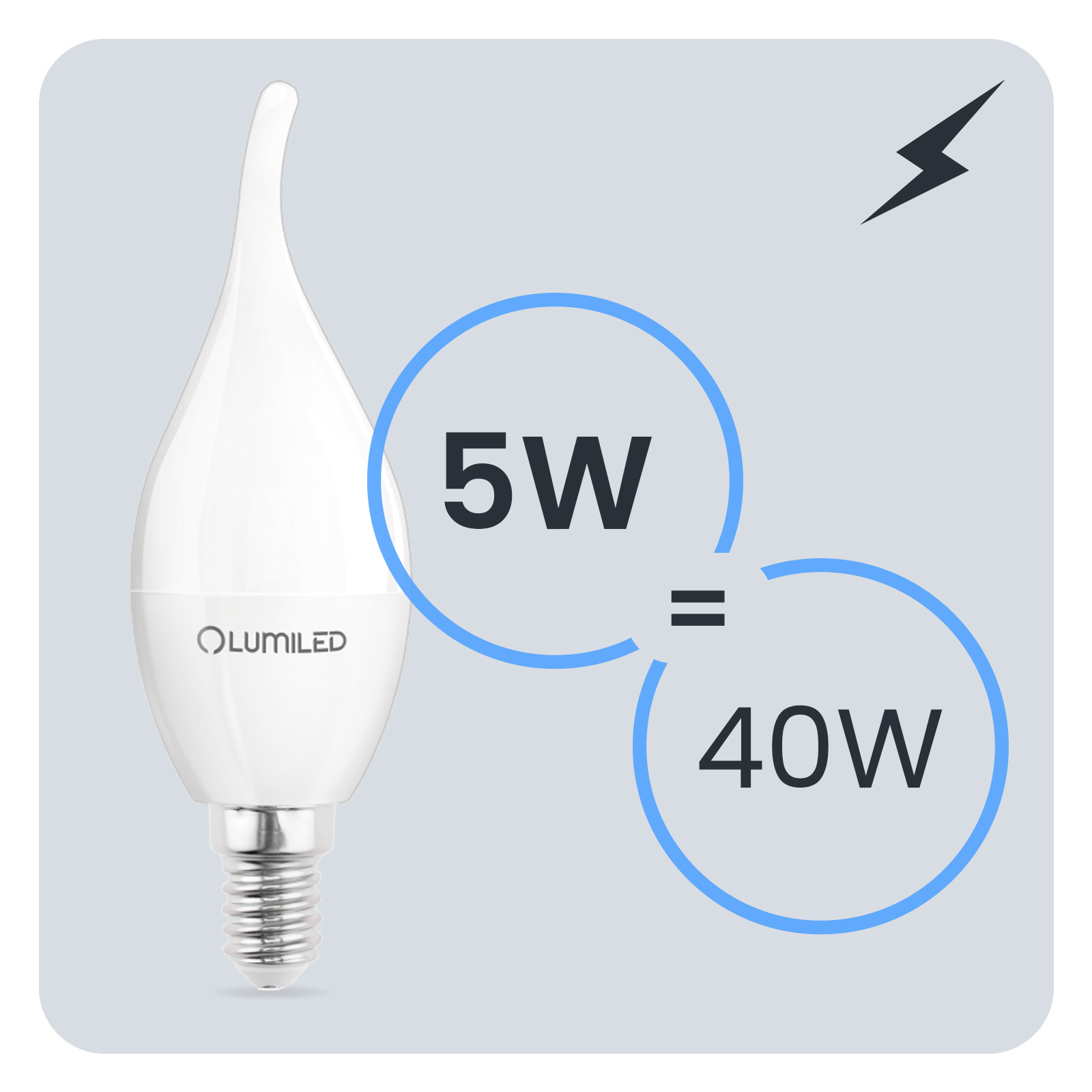 Żarówka LED E14 Świeczka BA35 5W = 40W 470lm 3000K Ciepła 180° LUMILED - trzecia cecha produktu