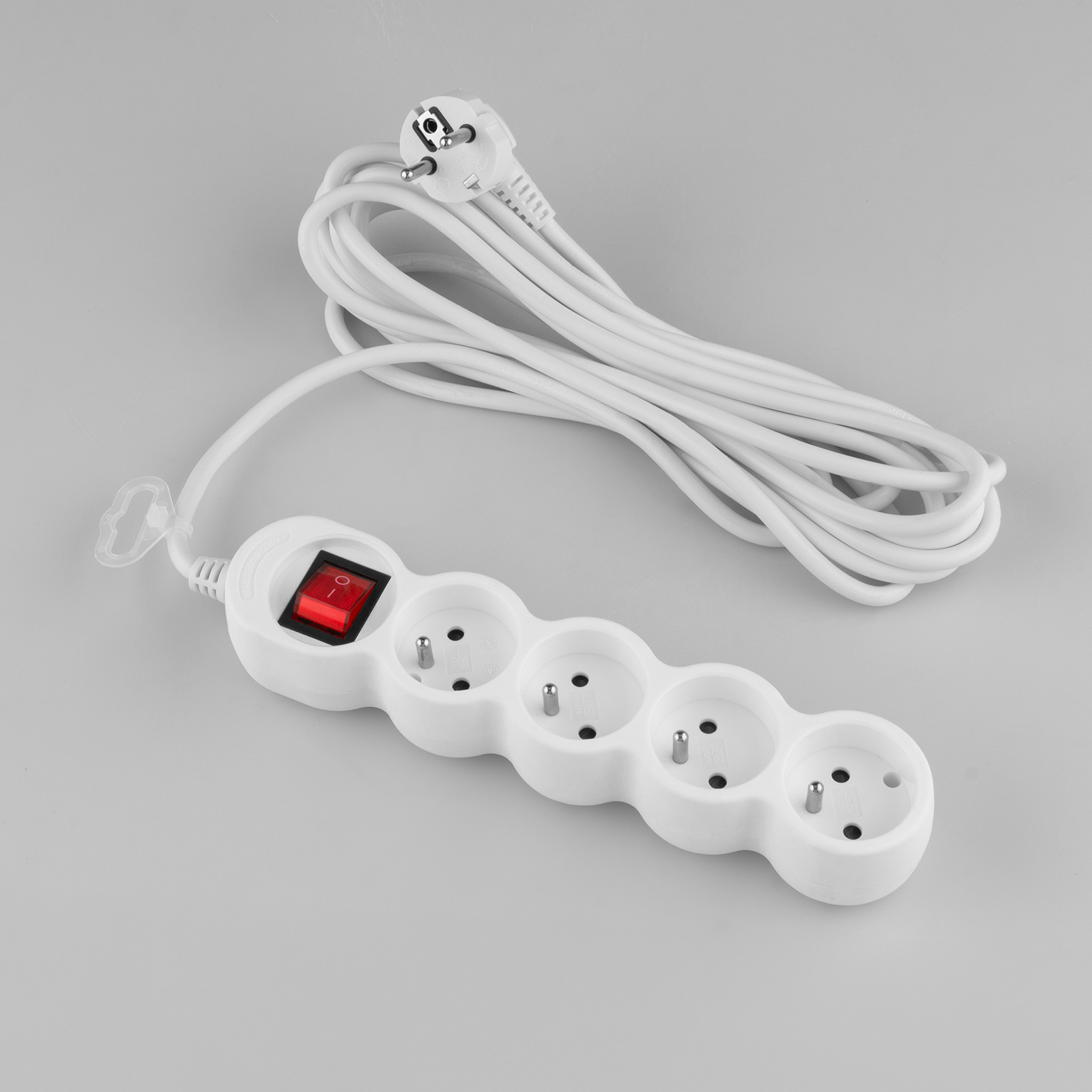 Przedłużacz Sieciowy Kabel z Uziemieniem Listwa Zasilająca 4 Gniazda 5m Włącznik ON/OFF Biały Sznur Lendo Lumiled - skład produktu