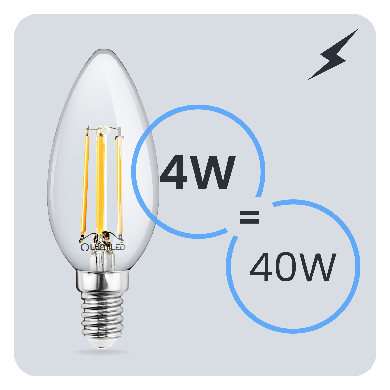 Żarówka LED E14 Świeczka B35 4W = 40W 470lm 3000K Ciepła 360° FILAMENT LUMILED - trzecia cecha produktu
