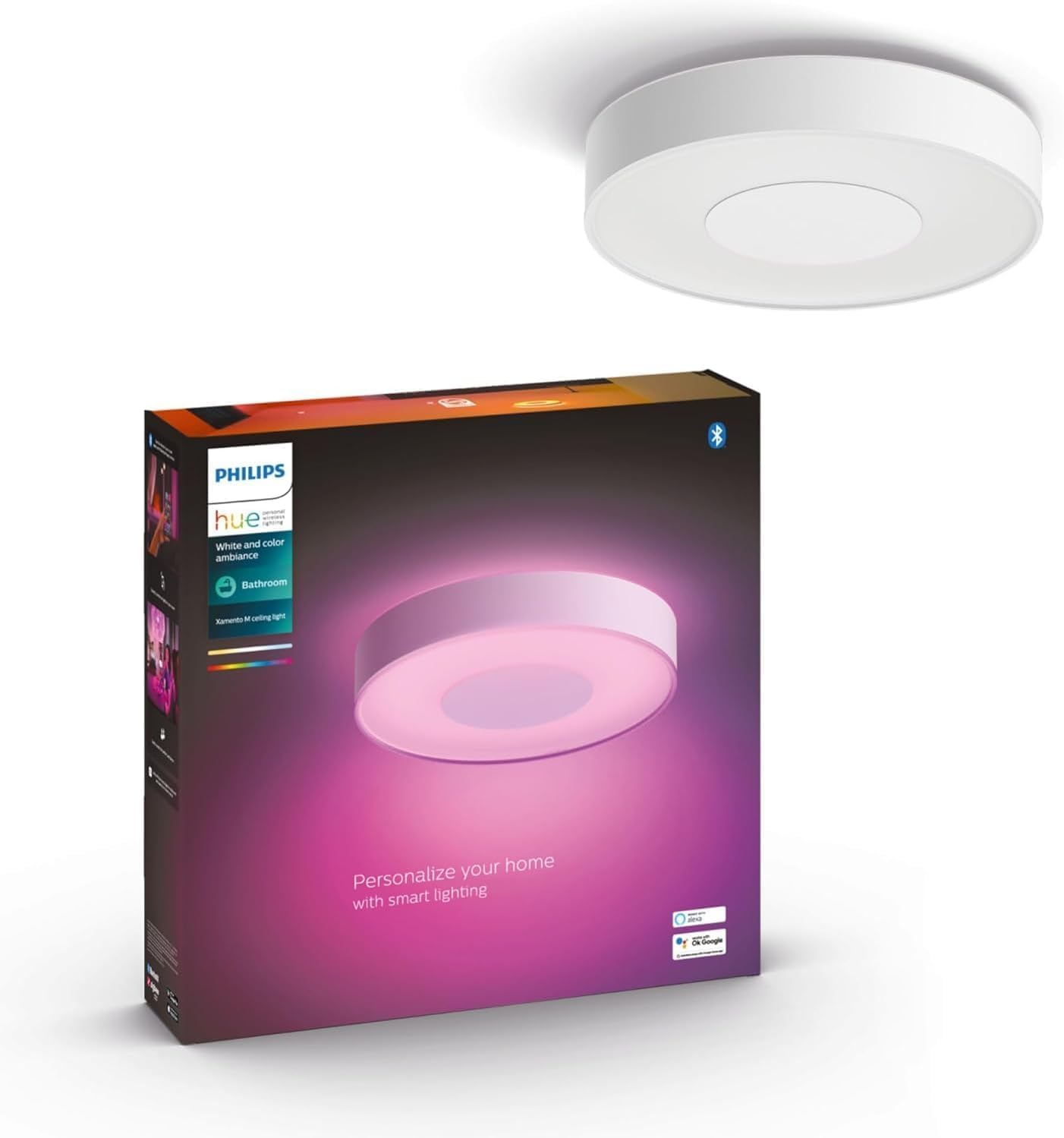 Plafon LED Lampa Sufitowa Natynkowa 33.5W 2350lm IP44 White and Color Ambiance RGB + TW Biała 38cm Inteligentna SMART Zigbee Bluetooth Xamento Philips HUE - główne zdjęcie produktu
