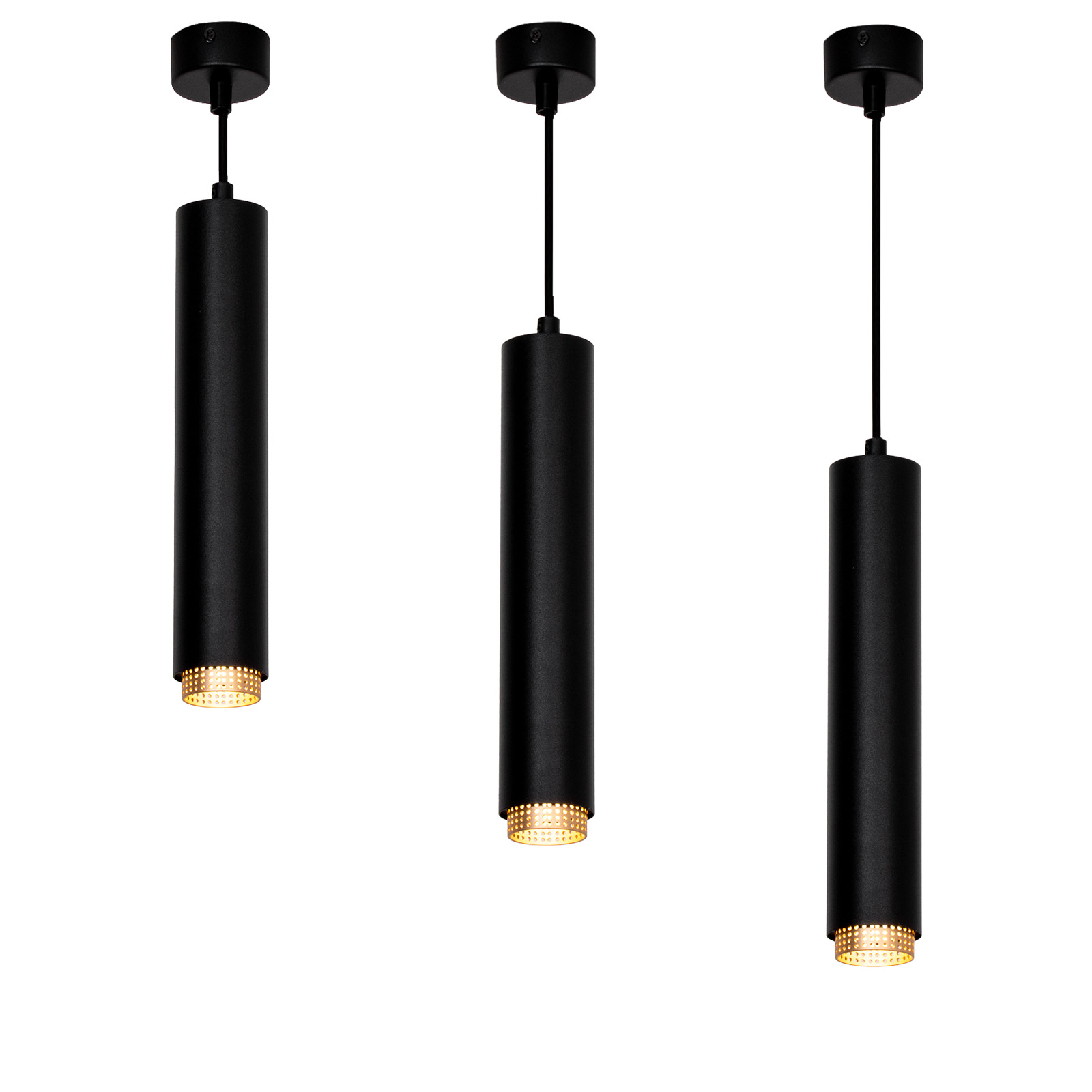 Lampa Wisząca Sufitowa LED GU10 Żyrandol Reflektor Tuba Zwis ELIGIS Czarny LUMILED - pierwsza cecha produktu