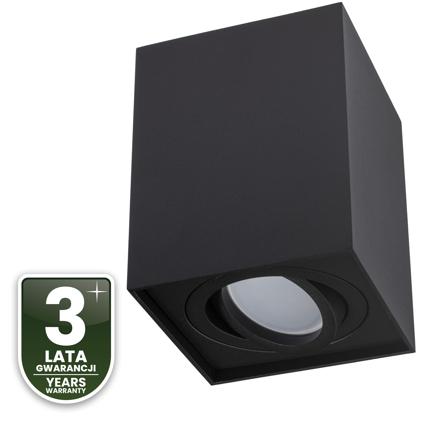 Oprawa Natynkowa HALOGENOWA Spot Tuba Ruchoma GU10 Kwadratowa Czarna 115mm AMAT-L LUMILED - trzecia cecha produktu