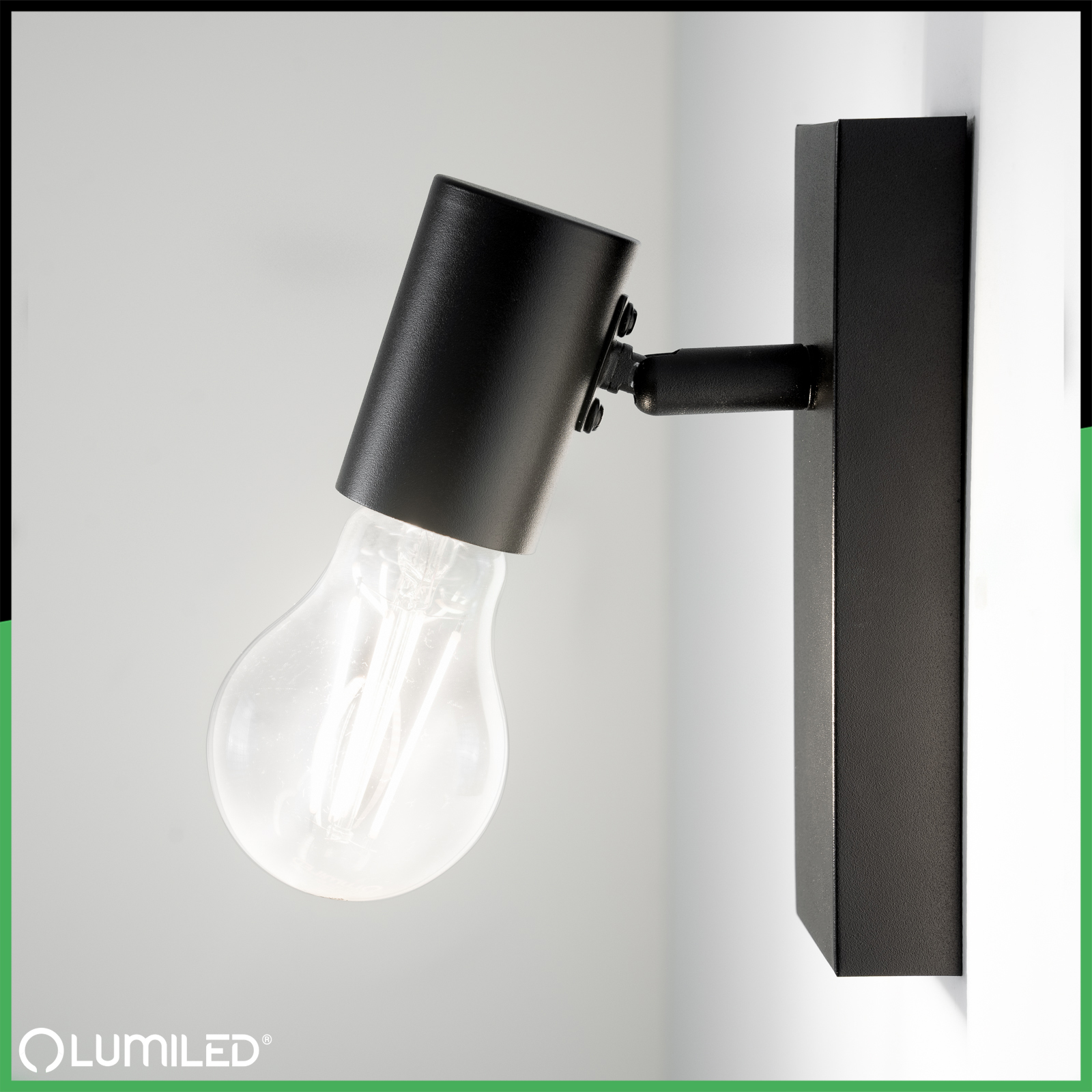 Lampa Ścienna Reflektor LED Sufitowa Ruchoma Kinkiet Spot E27 GLASA Czarna Lumiled - trzecia cecha produktu