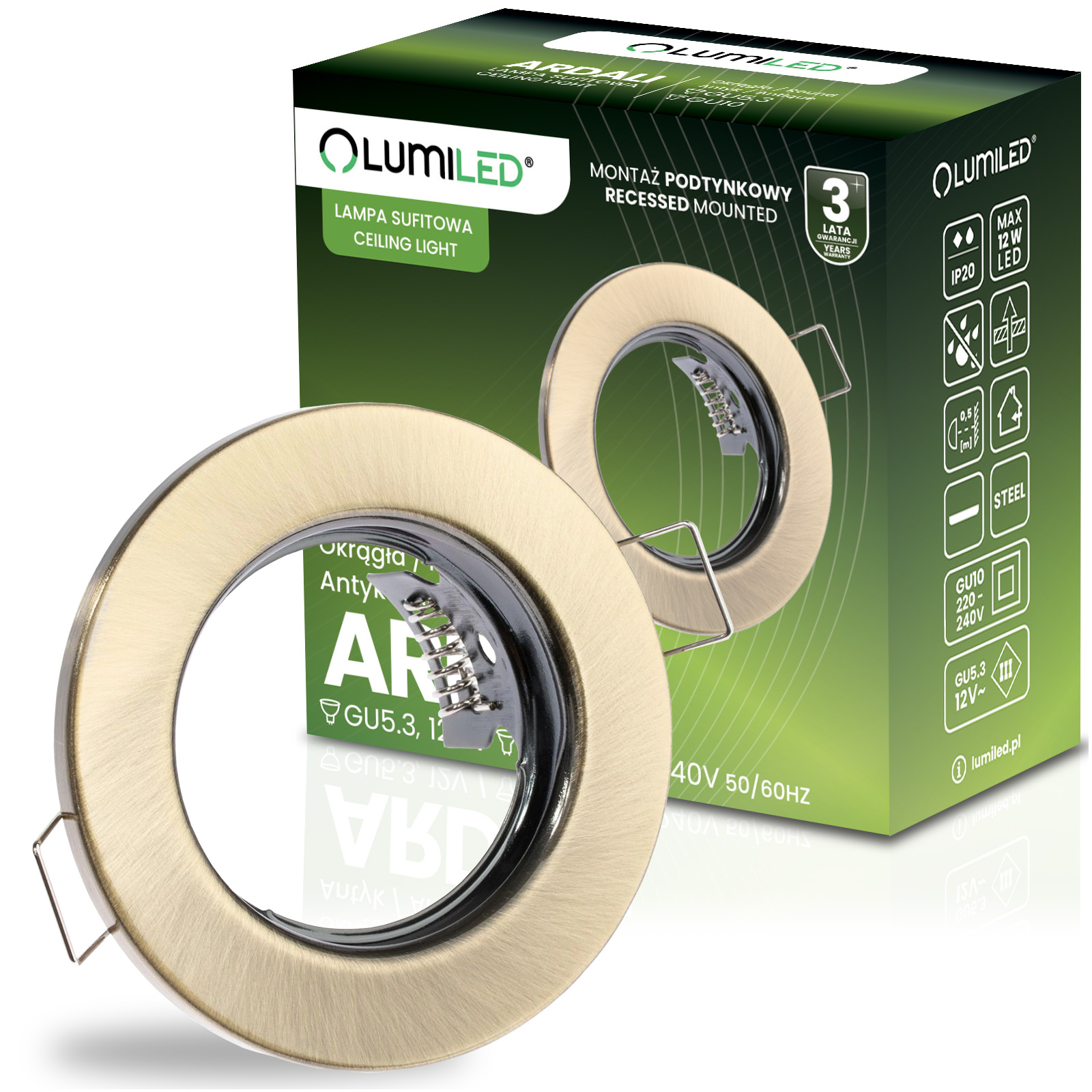 Oprawa Halogenowa Podtynkowa Okrągła Antyk GU10 MR16 ARDALI LUMILED - główne zdjęcie produktu