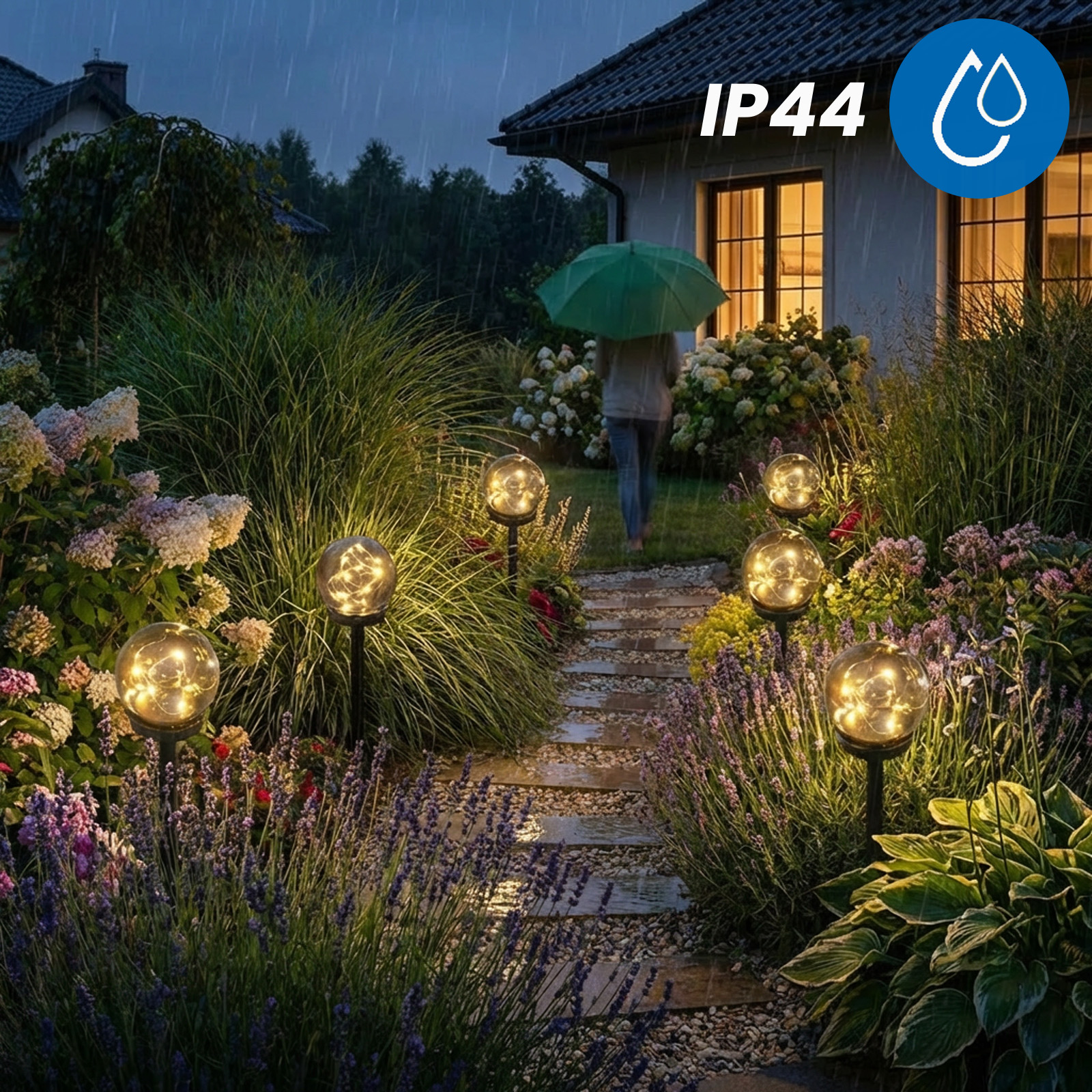 Lampa Solarna Ogrodowa LED 3000K IP44 10cm Wbijana Ozdobna Kula Dekoracyjna Dymiona GLORIS LUMILED - czwarta cecha produktu