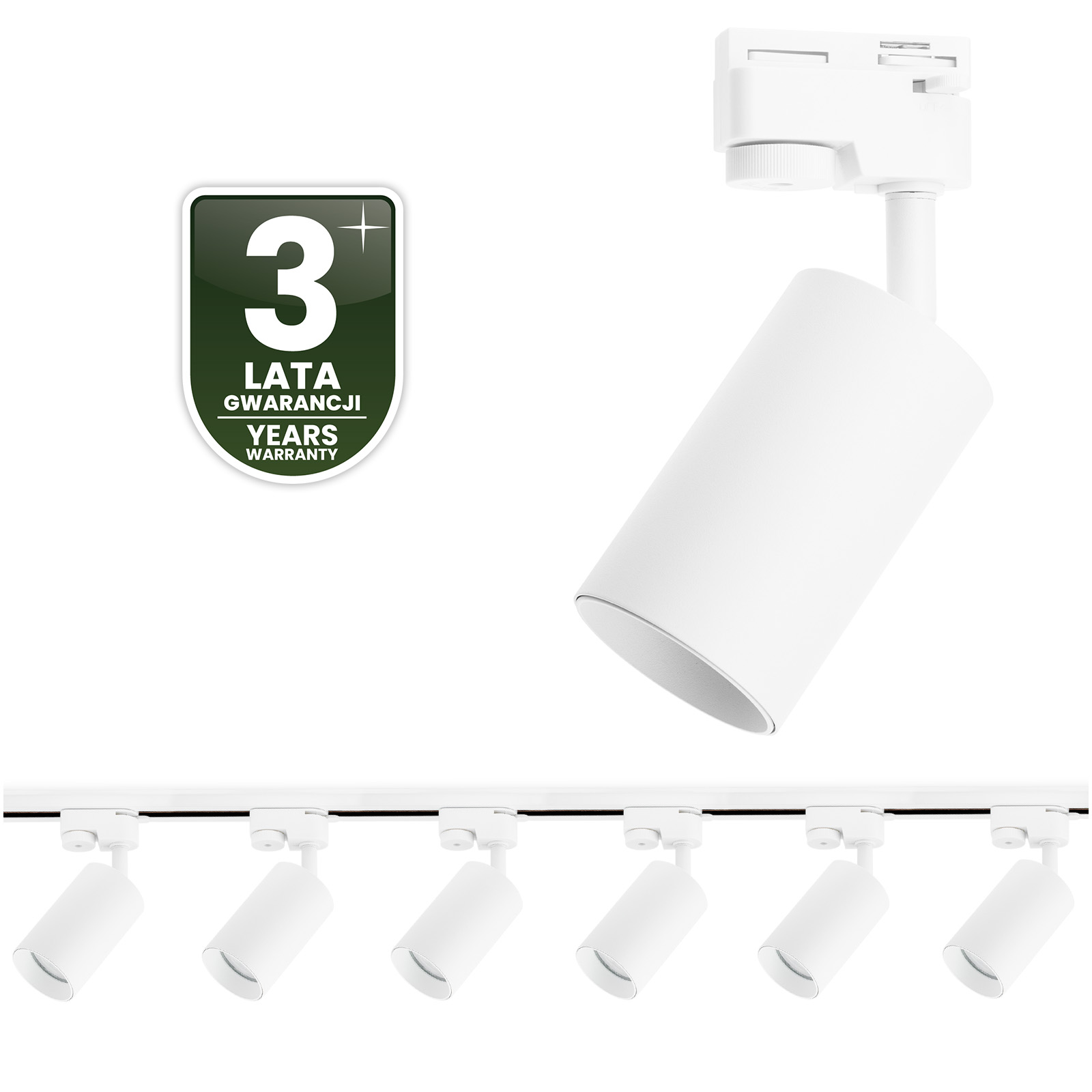 Zestaw Szyna Oświetleniowa Szynoprzewód 2m + 6x Reflektor Szynowy SAGI GU10 Biały LUMILED - czwarta cecha produktu