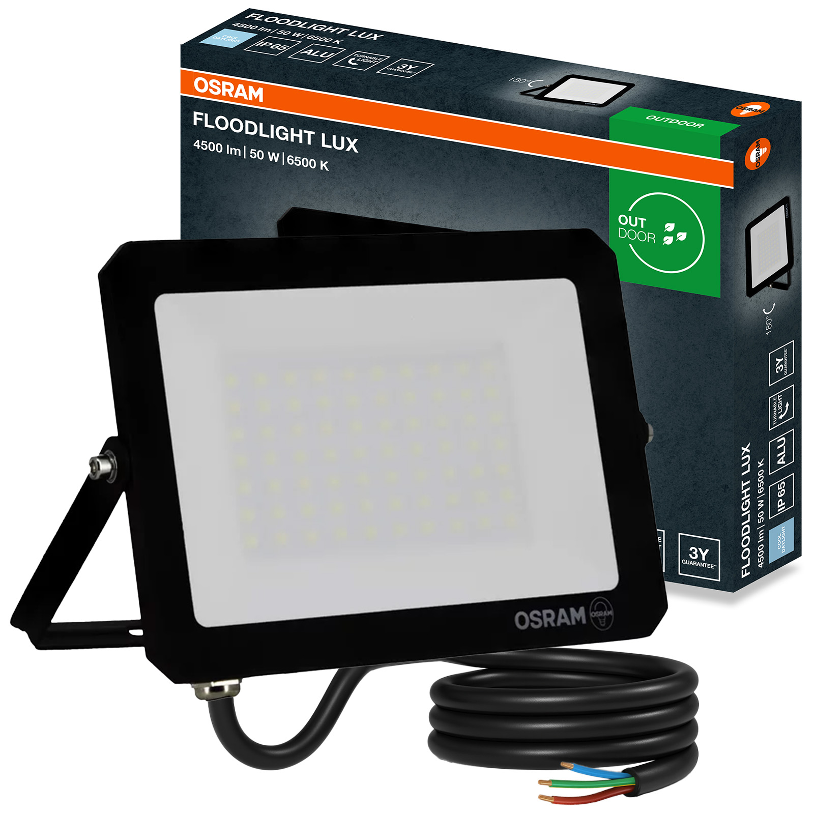 Naświetlacz LED Halogen Zewnętrzny Reflektor 50W 6500K 4500lm IP65 FLOODLIGHT LUX OSRAM - główne zdjęcie produktu