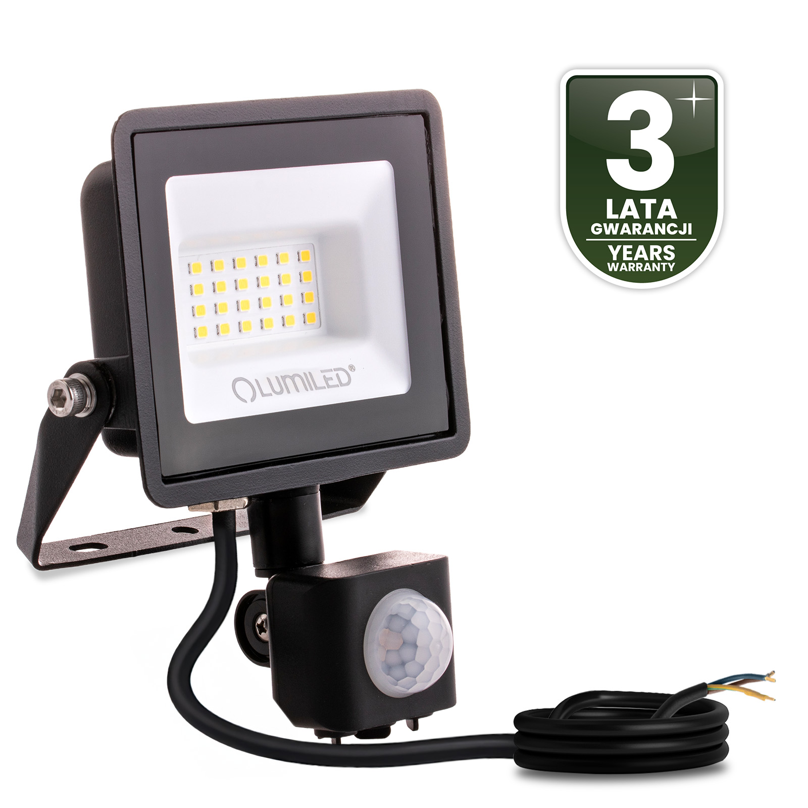 Naświetlacz LED ZUNA2 20W 1800lm 6500K IP44 Czarny Czujnik Ruchu LUMILED - czwarta cecha produktu