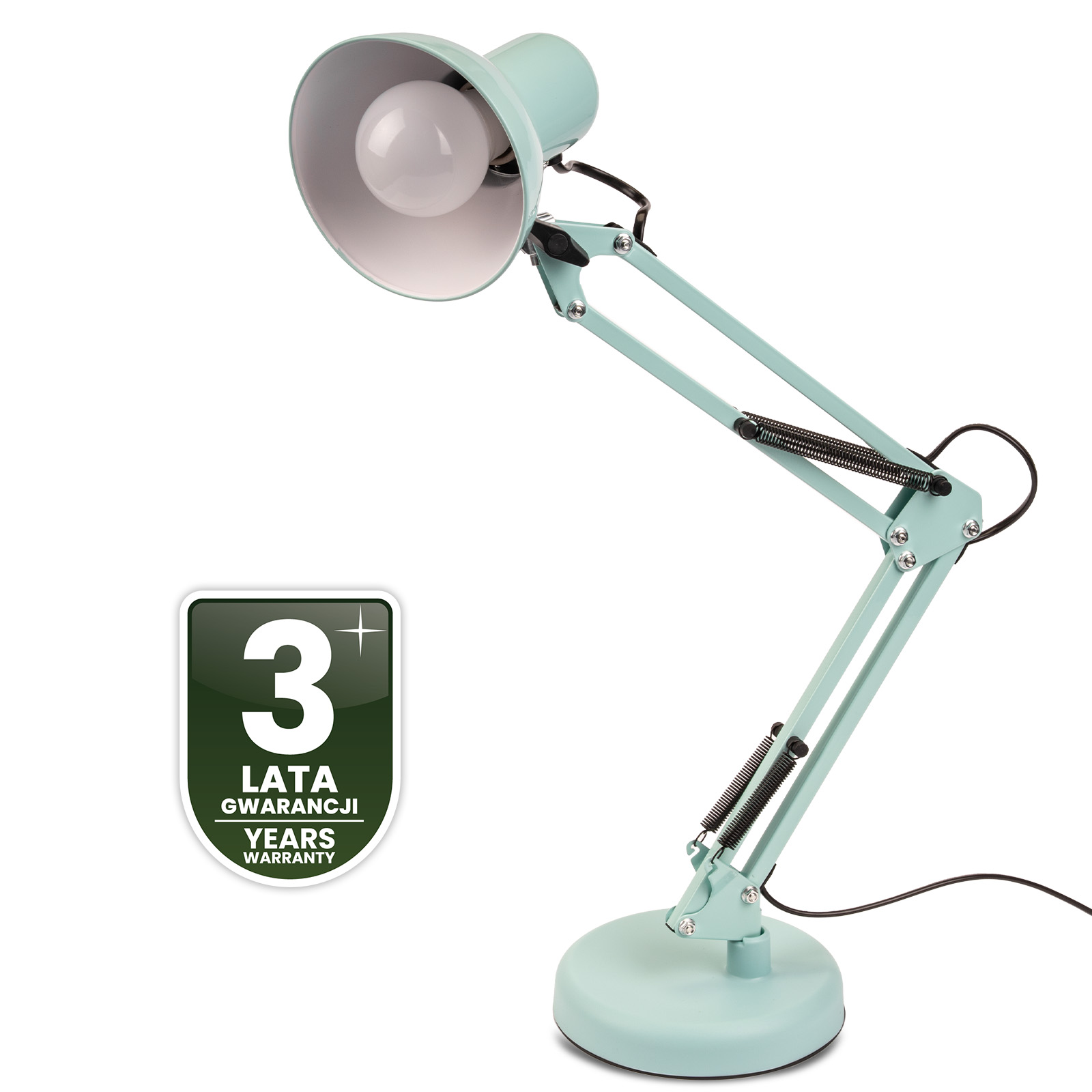 Lampka Biurkowa Kreślarska Stołowa E27 TOBI Pastelowa Niebieska Lumiled + uchwyt na blat - czwarta cecha produktu