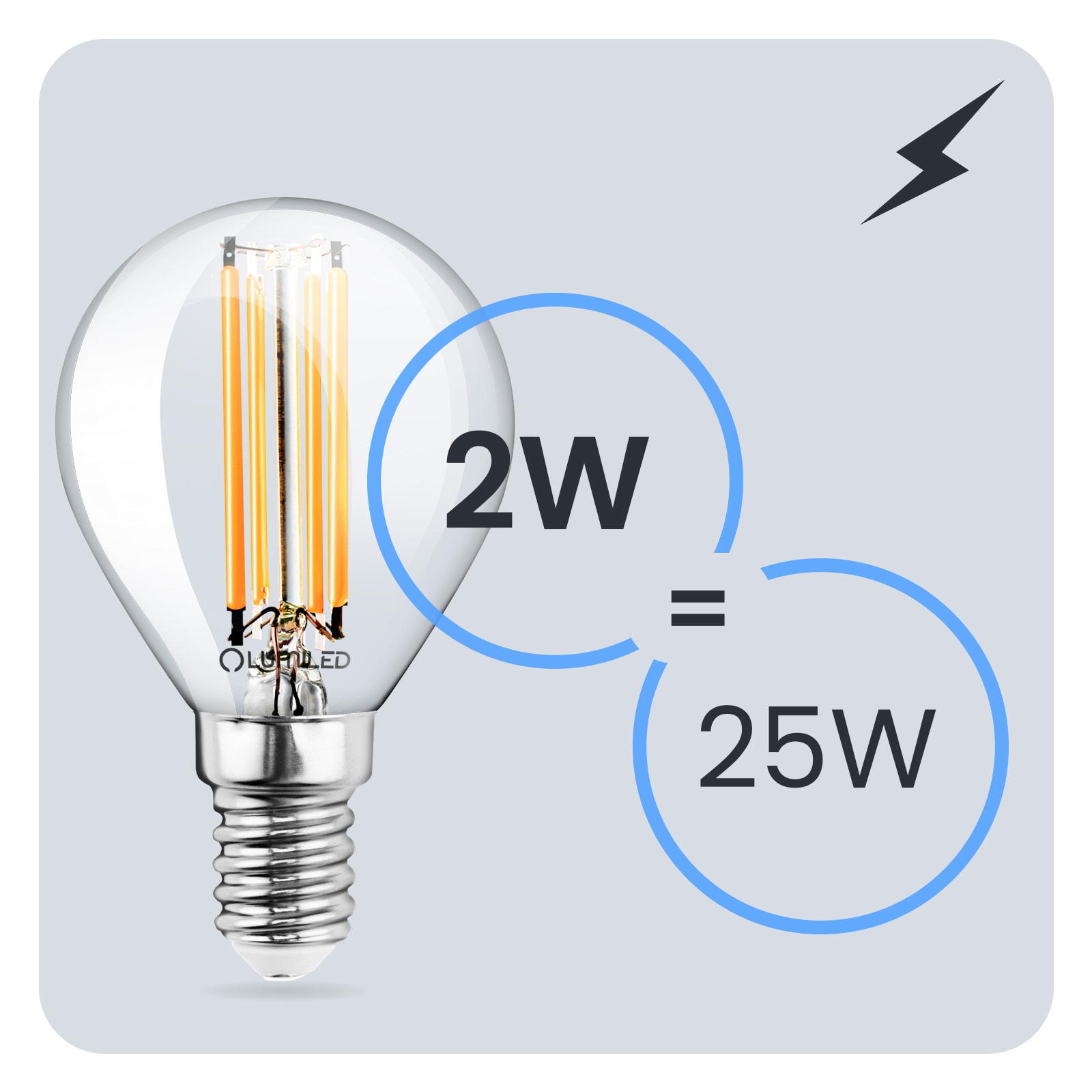 6x Żarówka LED E14 Kulka P45 2W = 25W 249lm 3000K Ciepła 360° FILAMENT LUMILED - trzecia cecha produktu