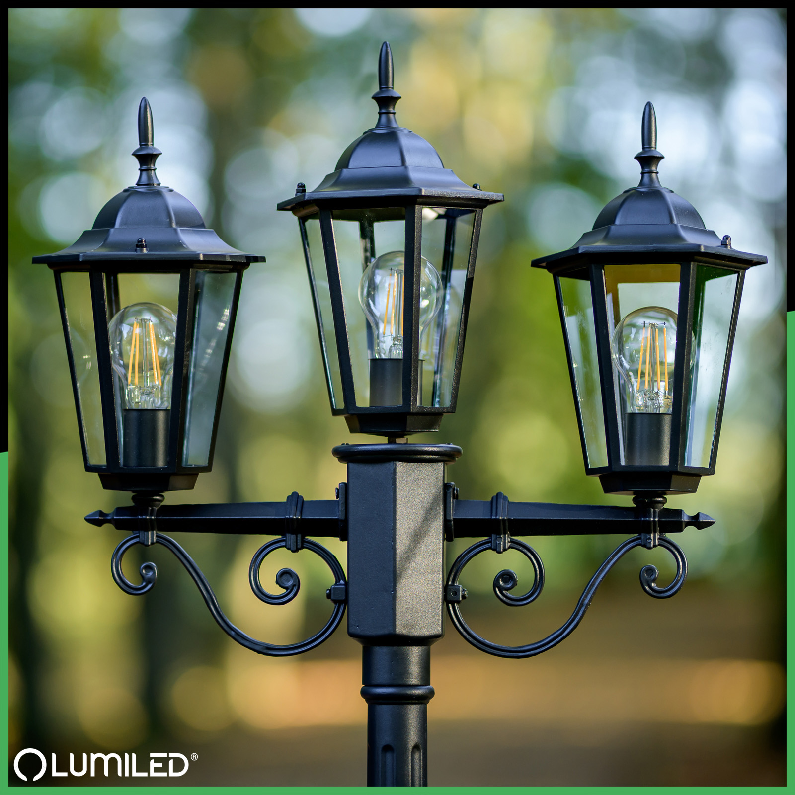 Lampa Ogrodowa Zewnętrzna 3xE27 SŁUPEK LATARNIA 2m Czarna BELLIS LUMILED - trzecia cecha produktu