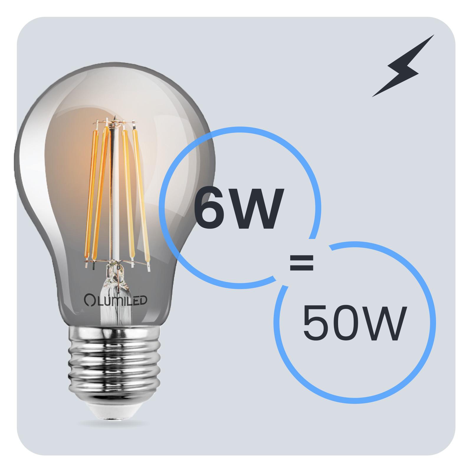 6x Żarówka LED E27 A60 6W = 50W 660lm 2200K Ciepła 360° DYMIONA FILAMENT LUMILED - trzecia cecha produktu